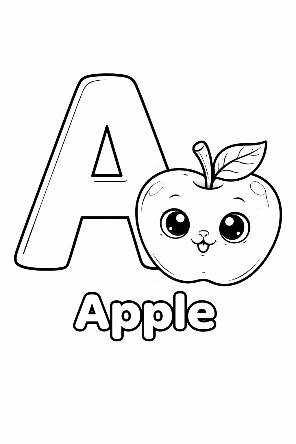 Preview of Letter A with Apple Coloring Page