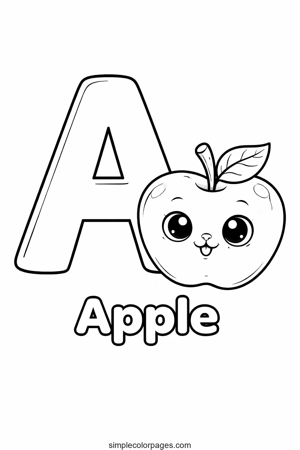 Preview of Letter A with Apple Coloring Page