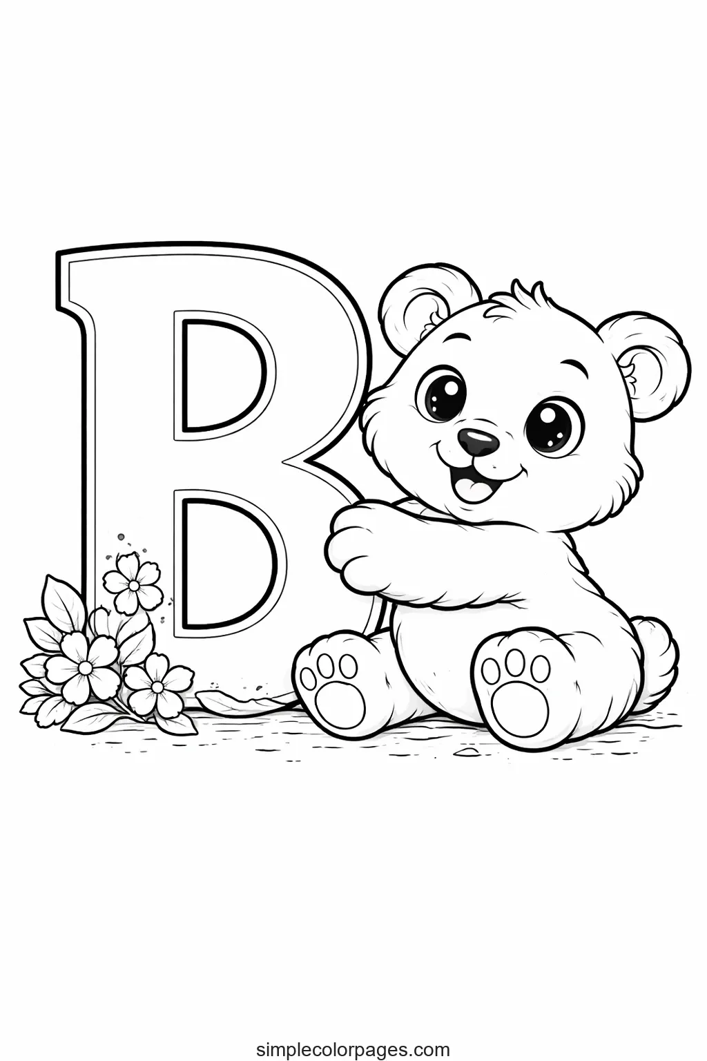 Preview of Letter B with Bear Coloring Page