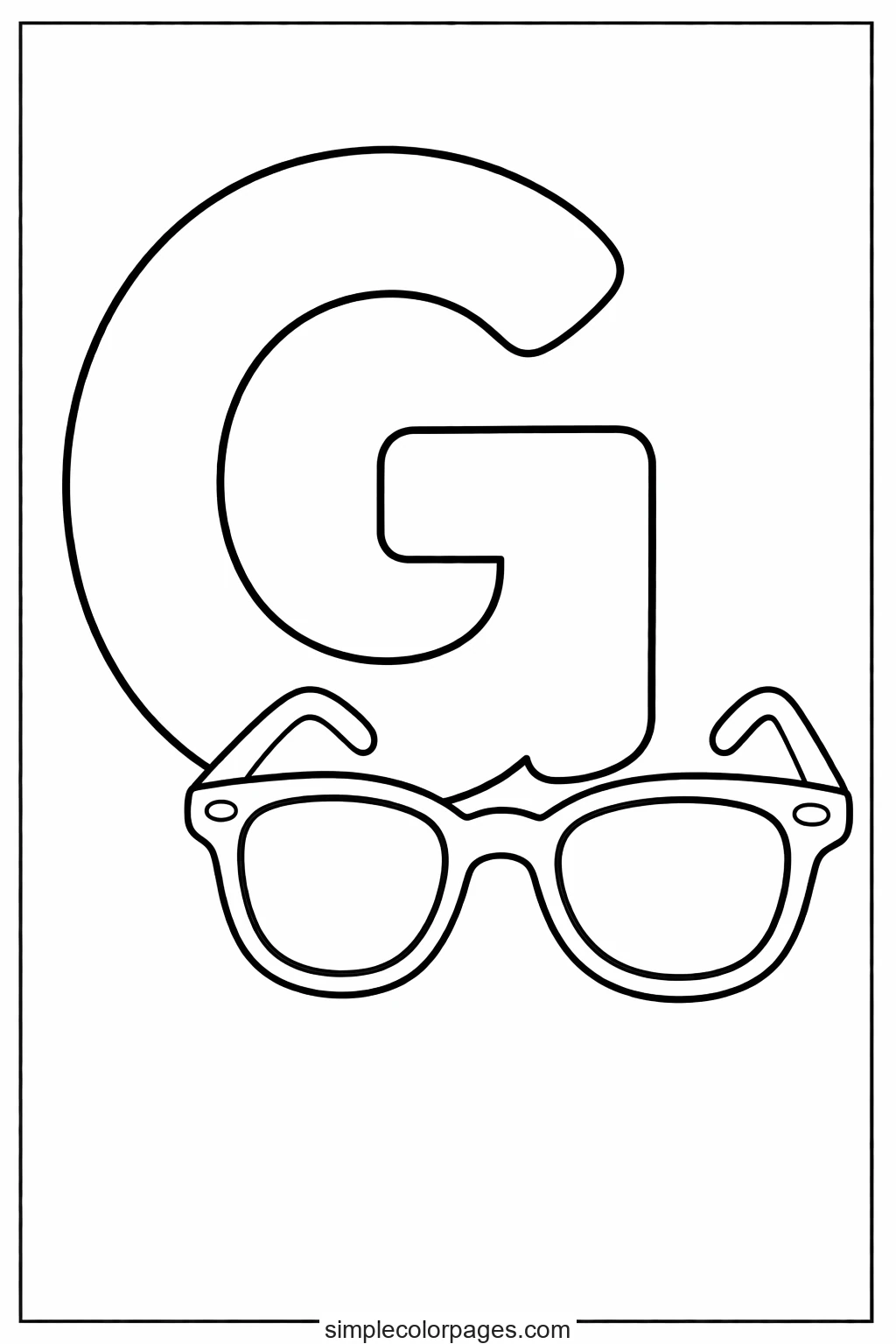 Preview of Letter G with Glasses Coloring Page