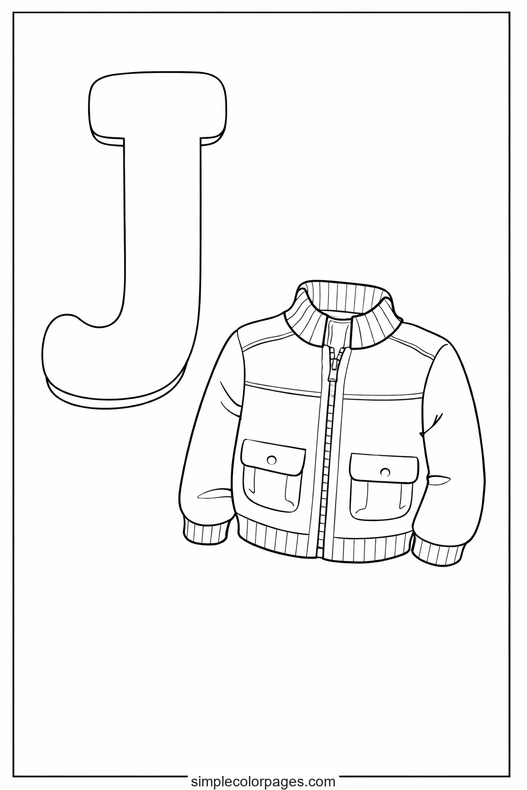 Preview of Letter J with Jacket Coloring Page