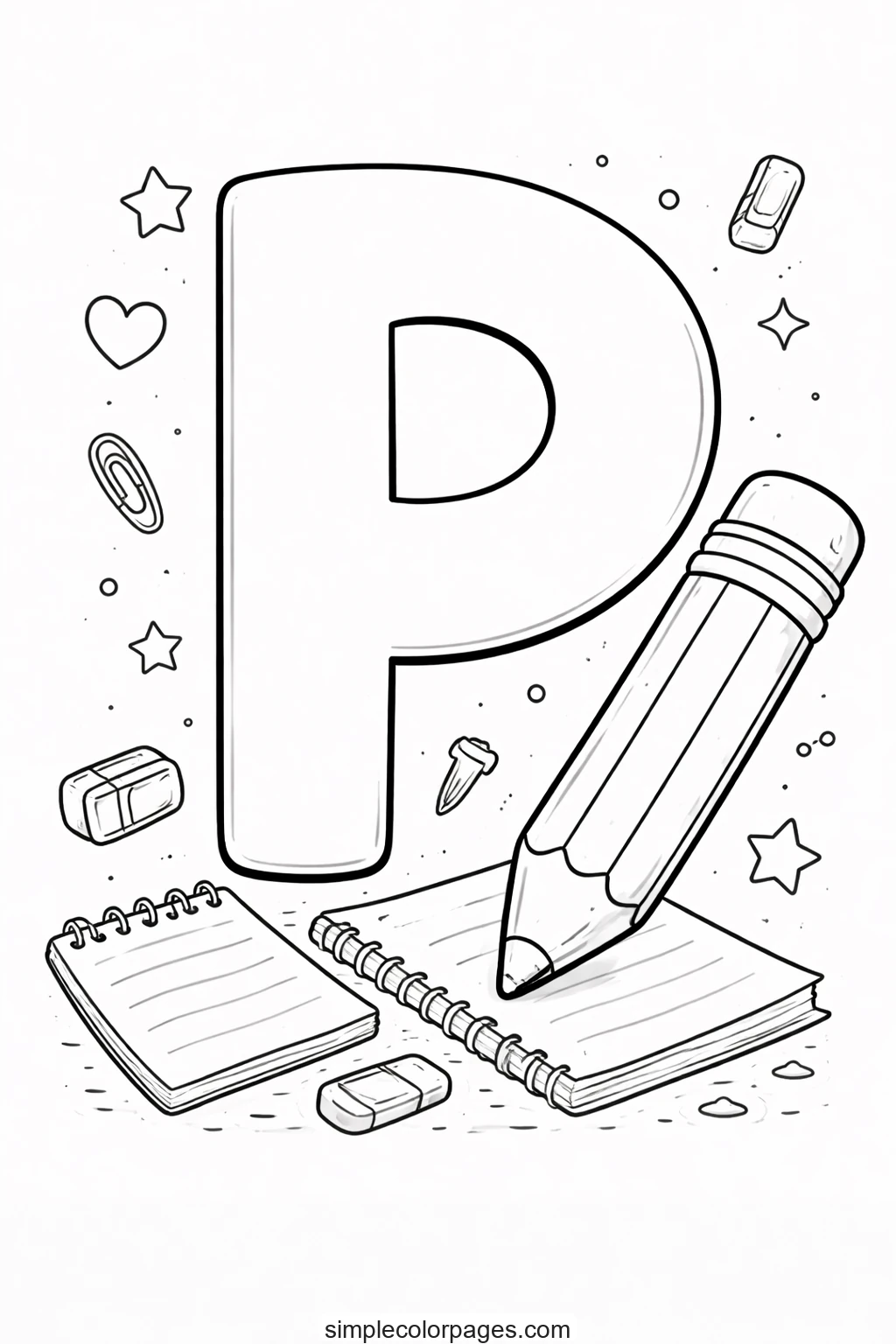 Preview of Letter P with Pencil Coloring Page