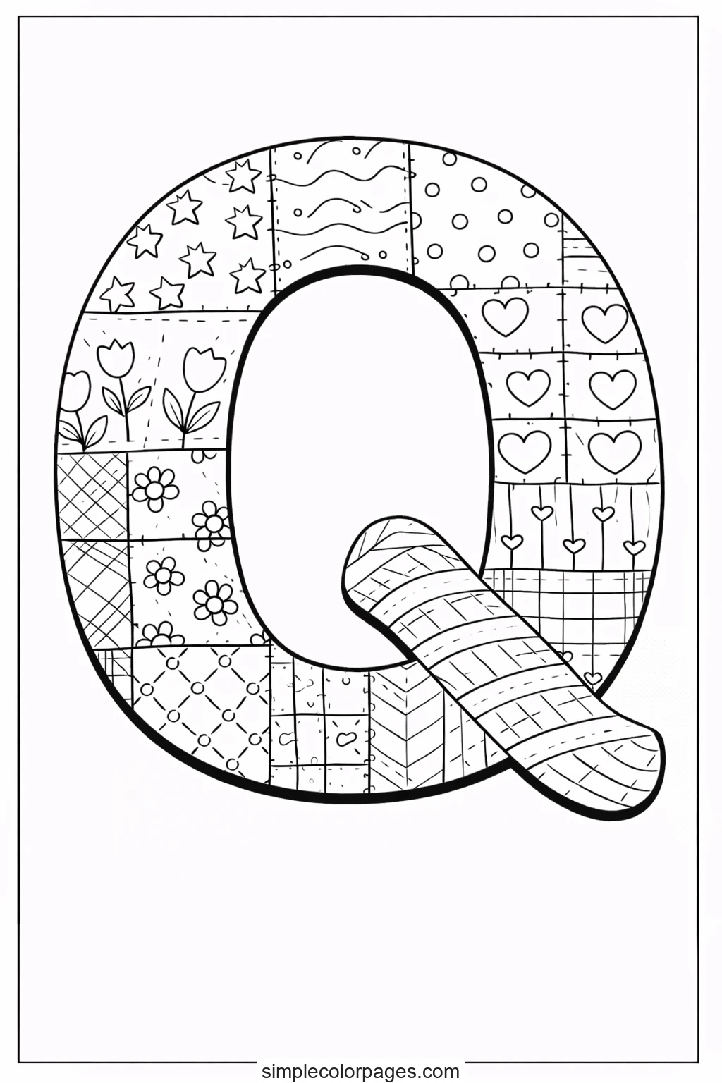 Preview of Letter Q with Quilt Coloring Page