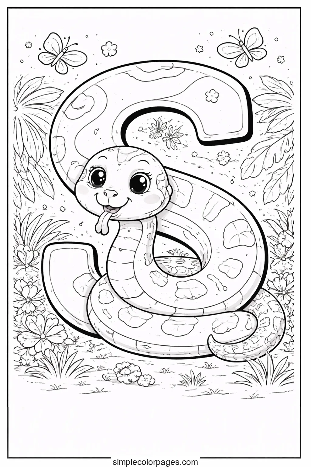 Preview of Letter S with Snake Coloring Page