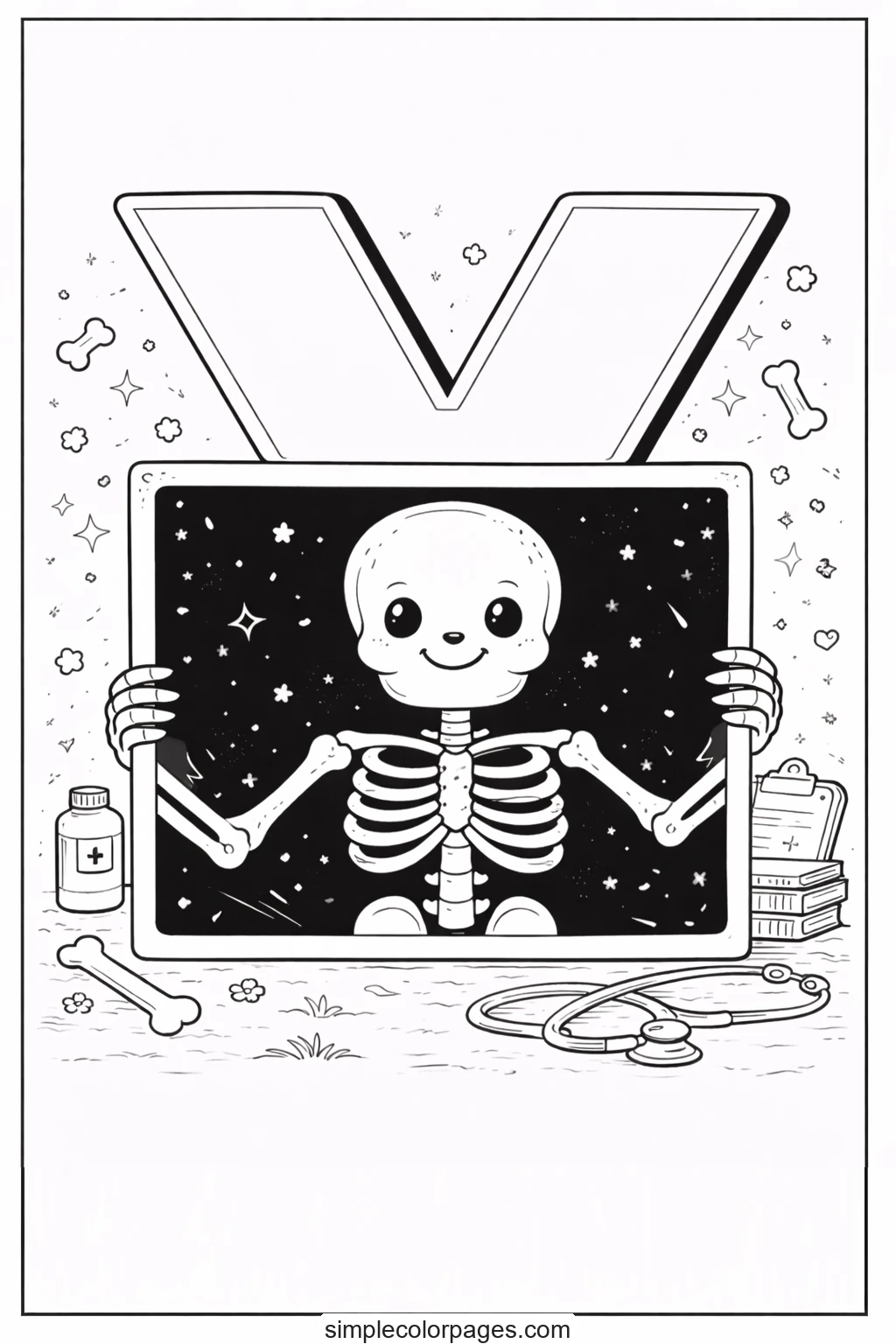 Preview of Letter X with X Ray Coloring Page