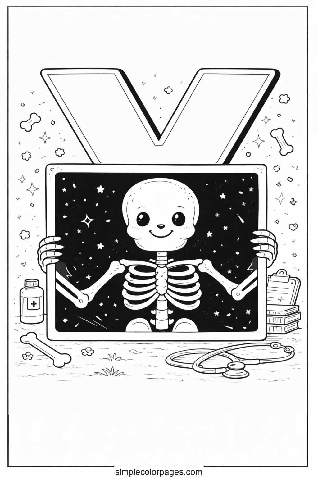 Preview of Letter X with X Ray Coloring Page