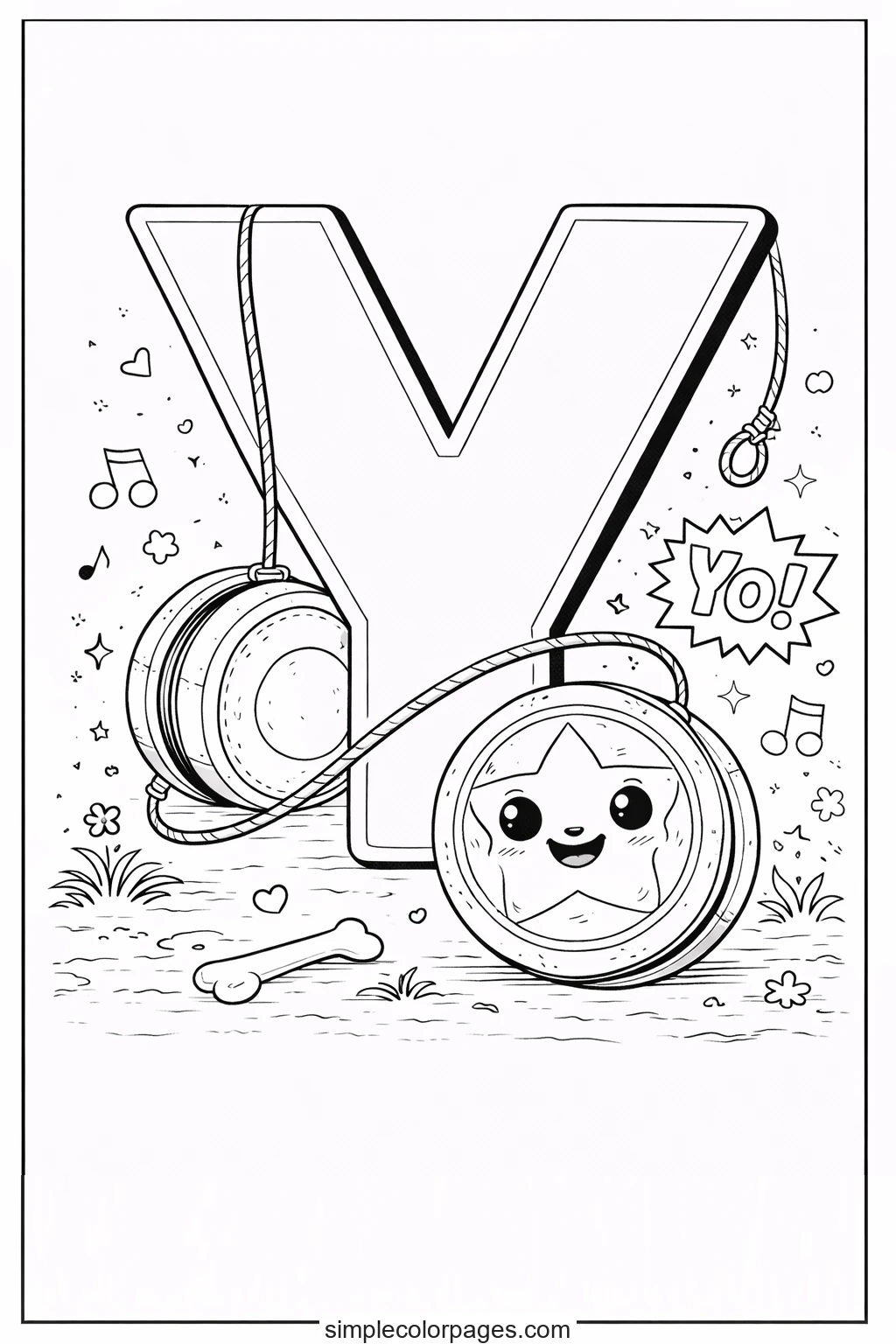 Preview of Letter Y with Yoyo Coloring Page