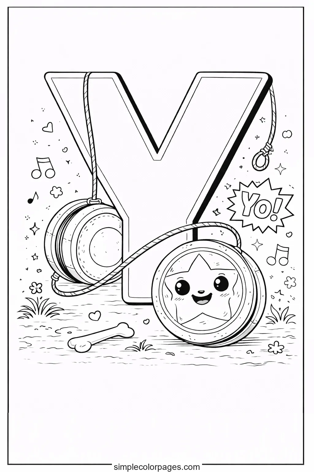 Preview of Letter Y with Yoyo Coloring Page