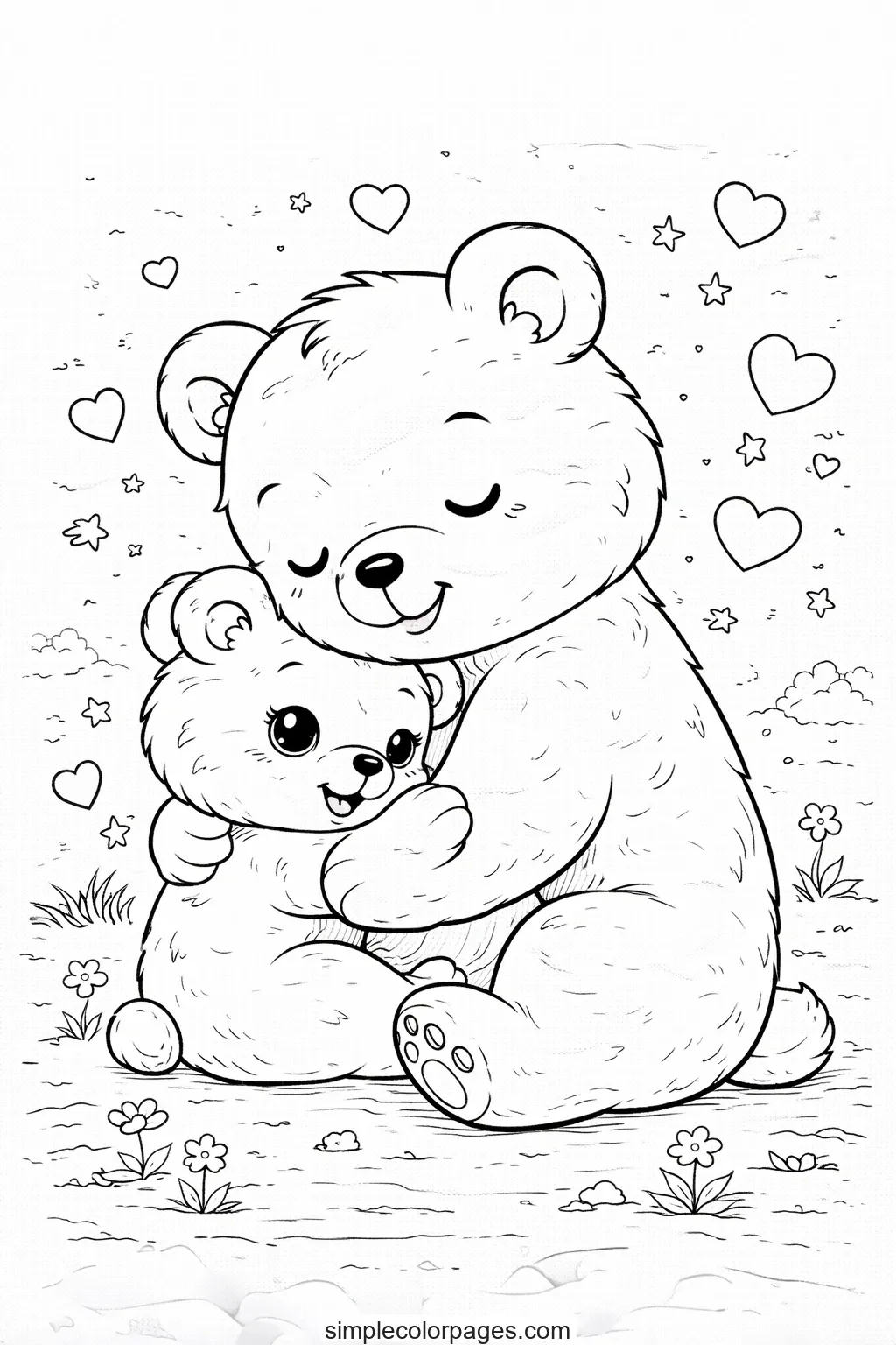Preview of Baby Bear Hug Coloring Page