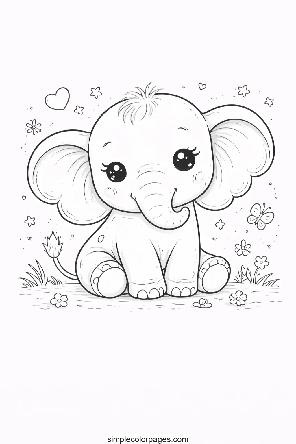 Preview of Baby Elephant Coloring Page