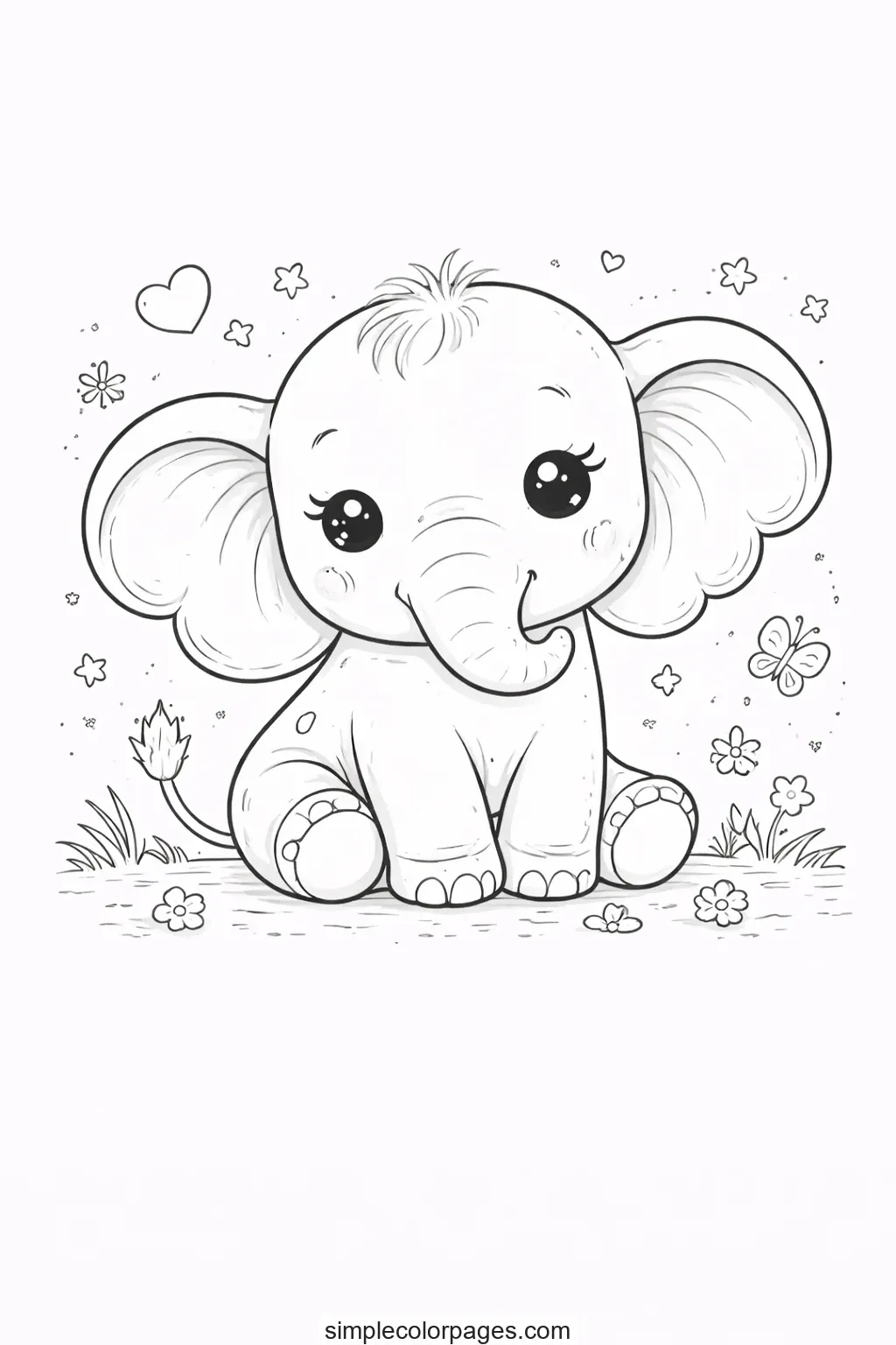 Preview of Baby Elephant Coloring Page