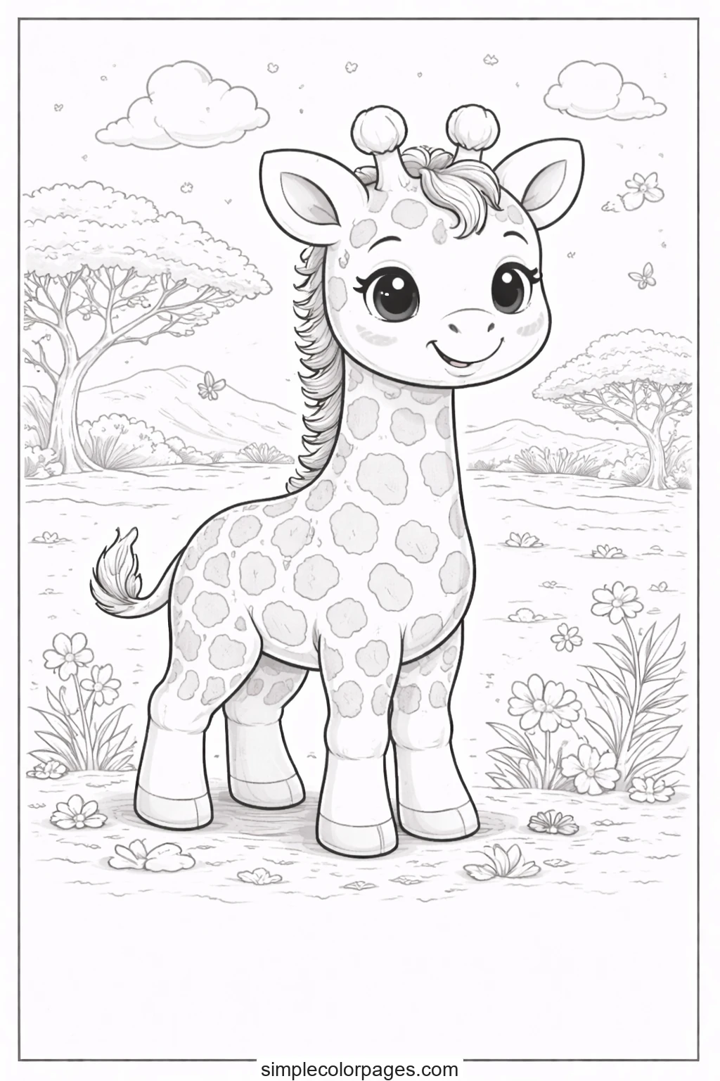 Preview of Baby Giraffe Coloring Page