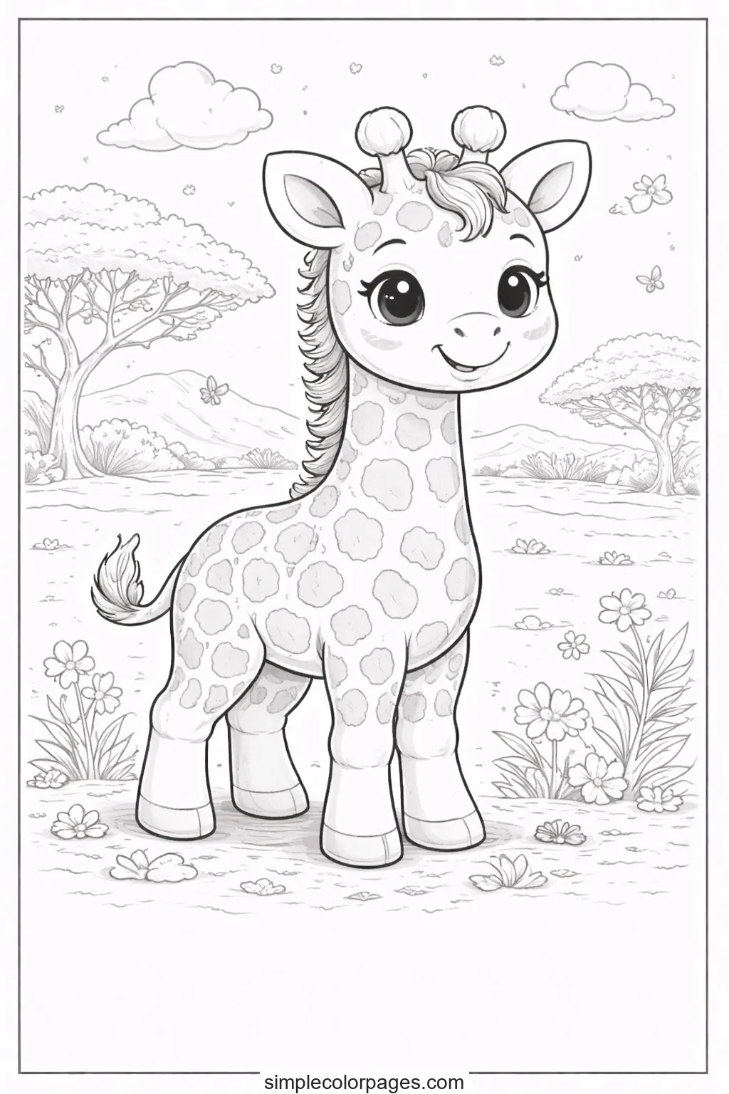 Preview of Baby Giraffe Coloring Page