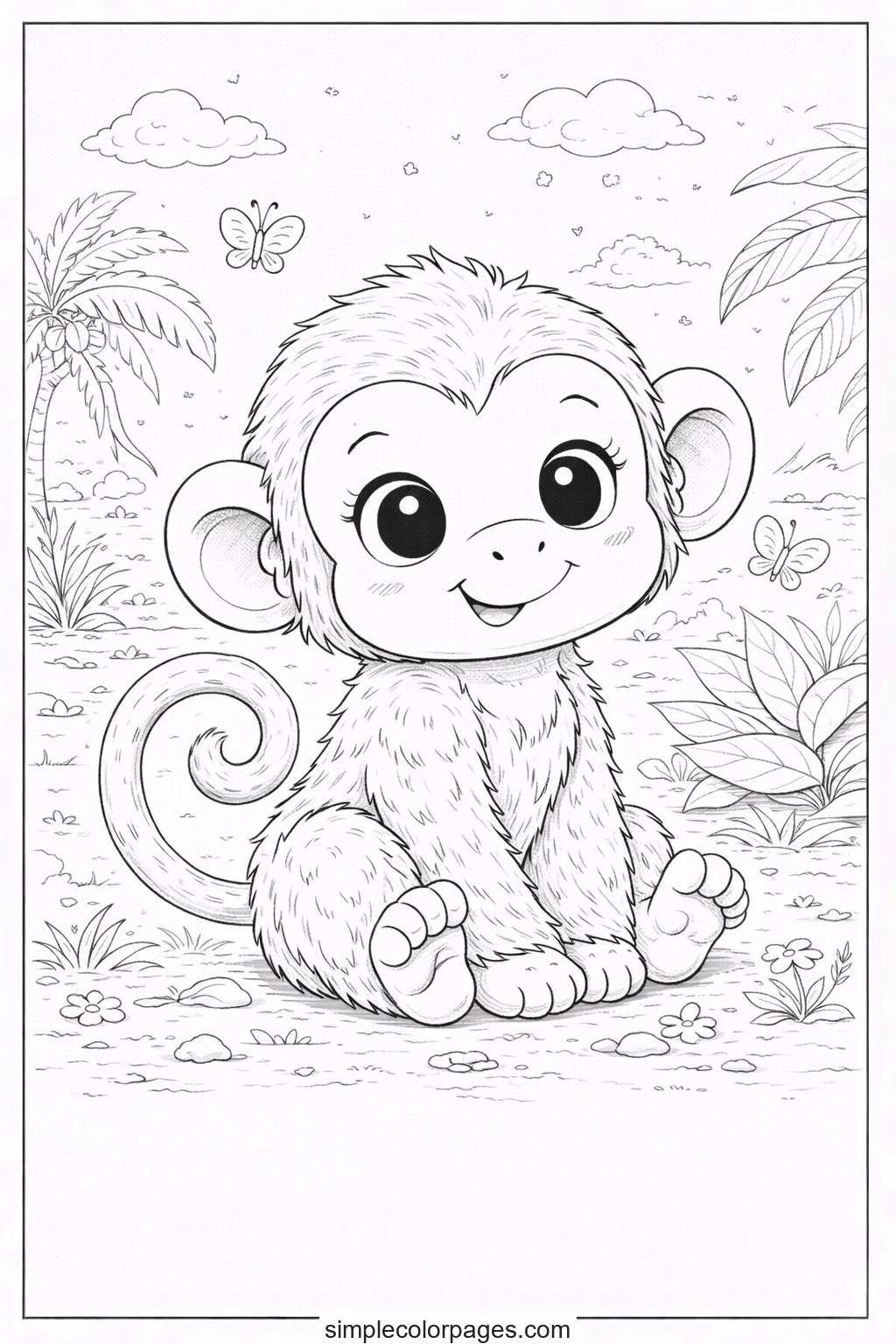 Preview of Baby Monkey Coloring Page