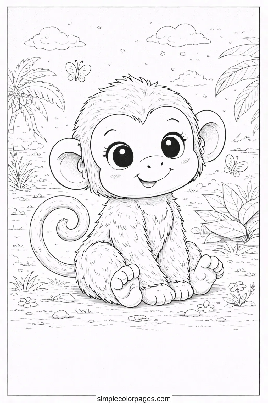 Preview of Baby Monkey Coloring Page