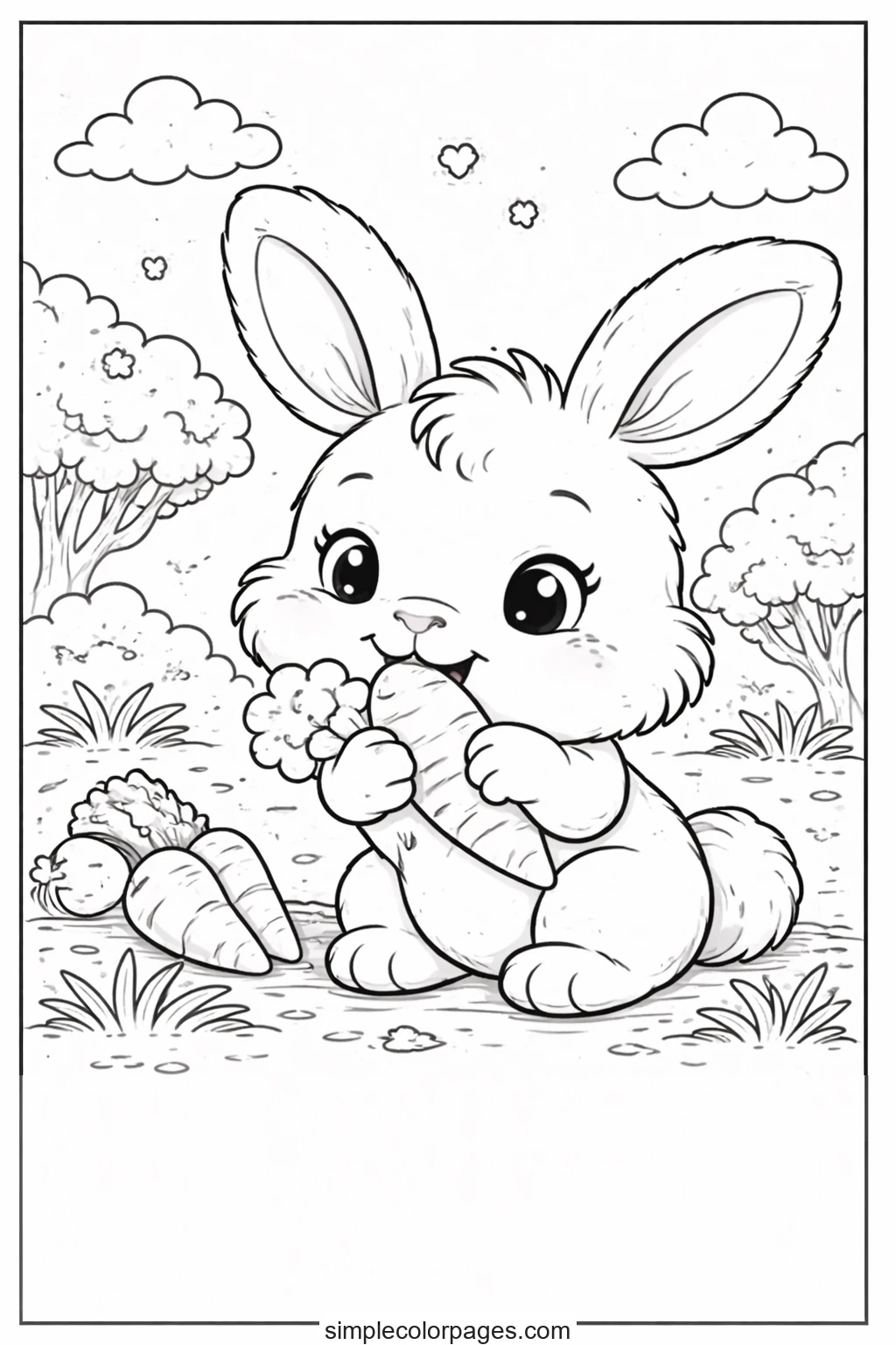 Preview of Baby Rabbit with Carrot Coloring Page