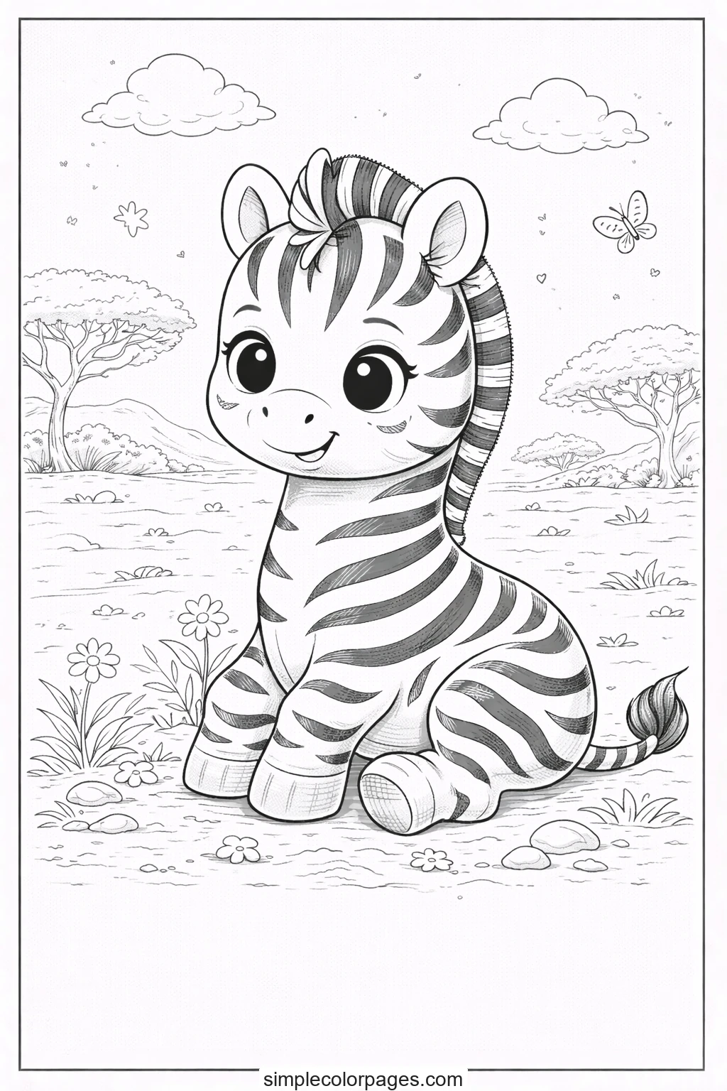 Preview of Baby Zebra Coloring Page