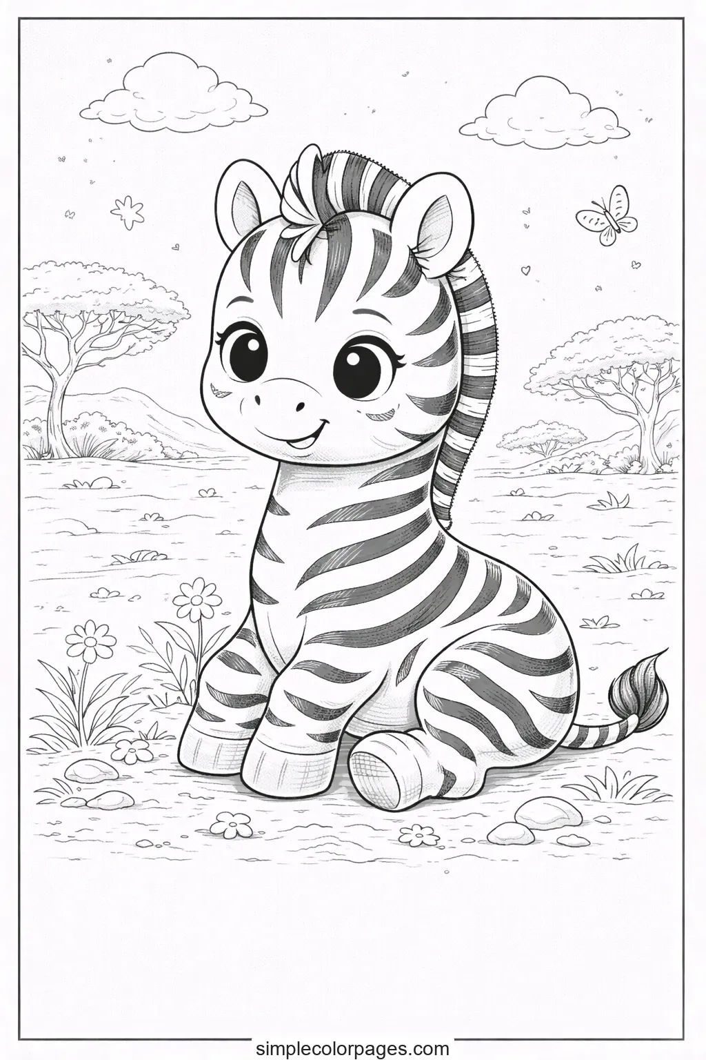 Preview of Baby Zebra Coloring Page