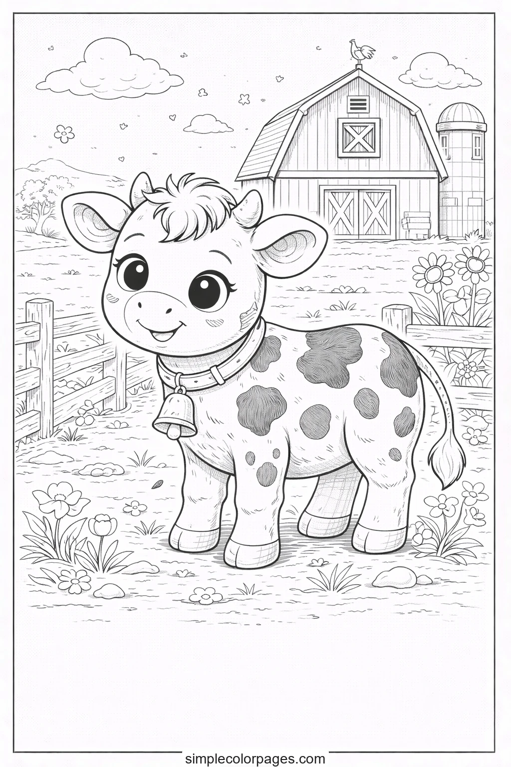 Preview of Cow in Barn Coloring Page