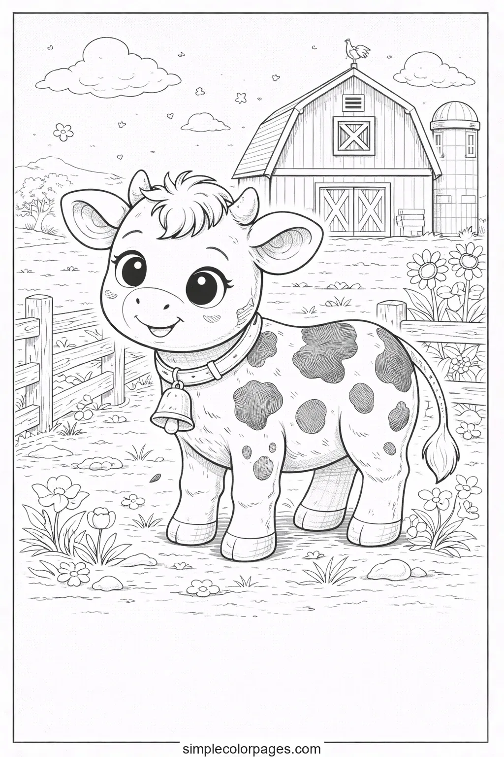 Preview of Cow in Barn Coloring Page