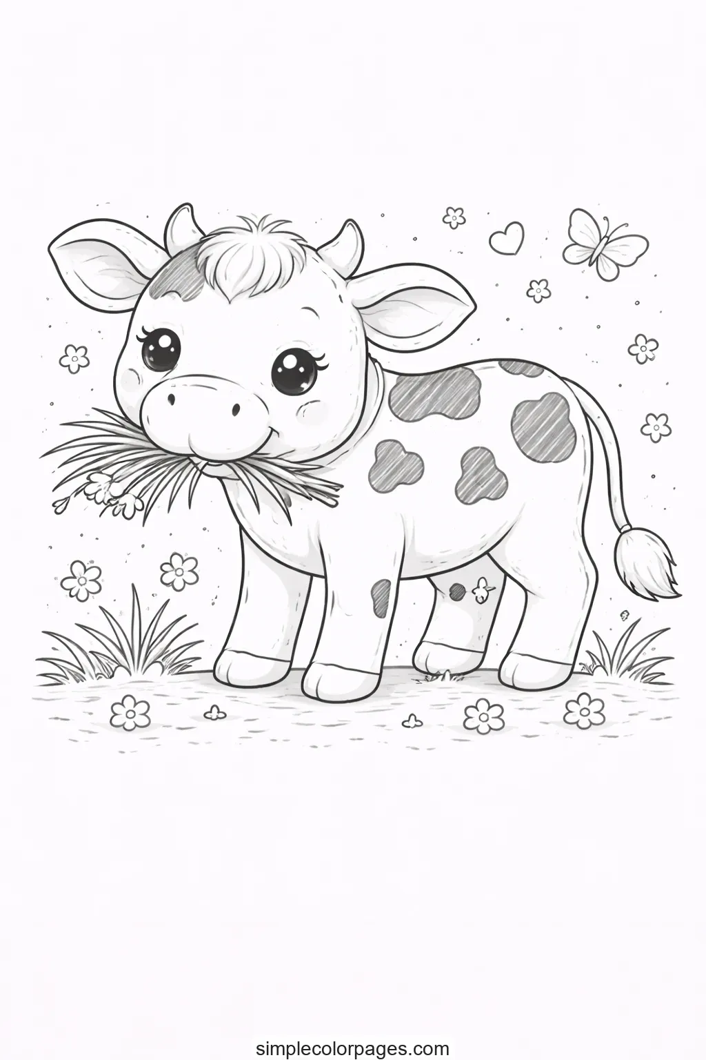 Preview of Cow Eating Grass Coloring Page