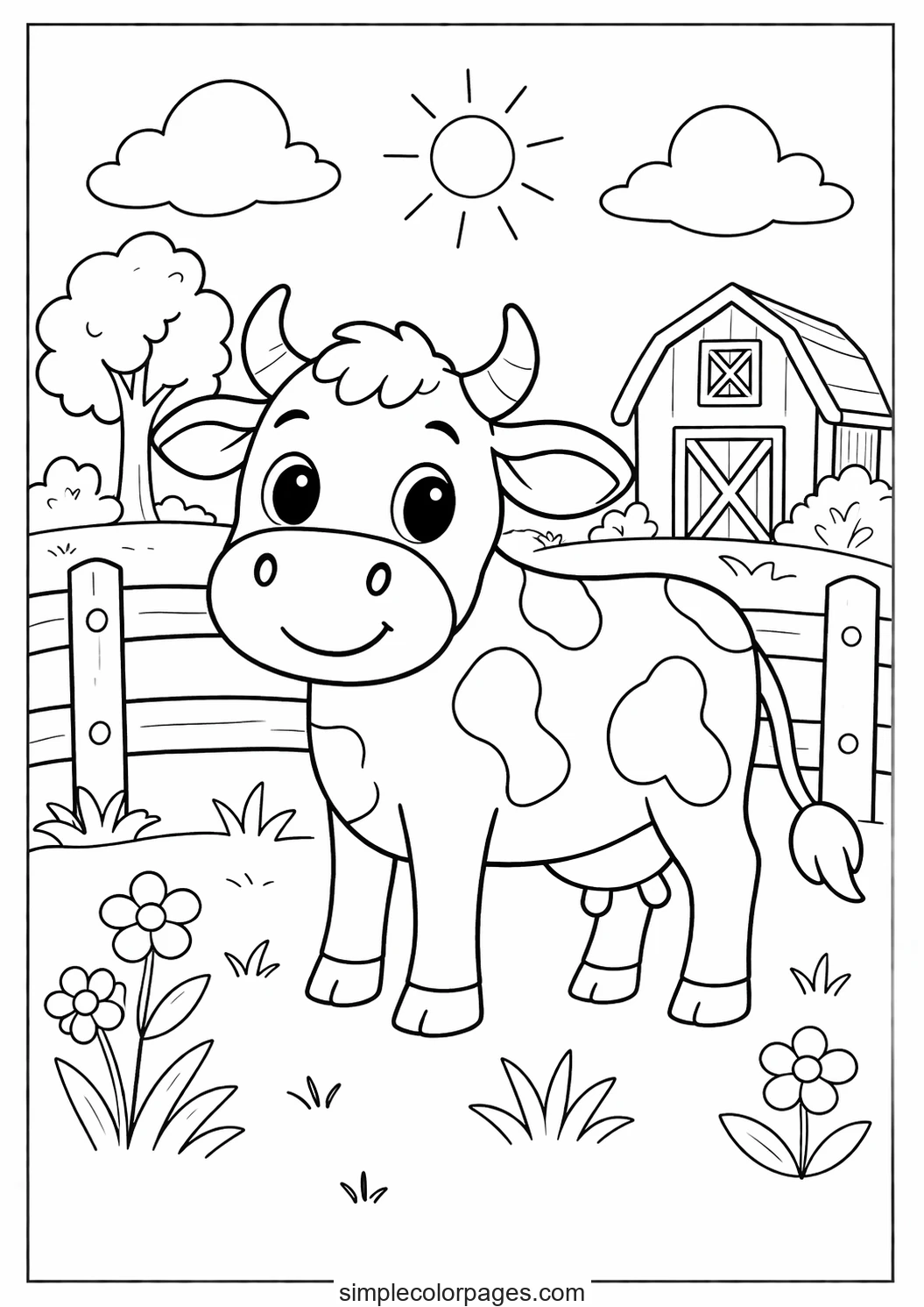 Preview of Cow on Farm Coloring Page