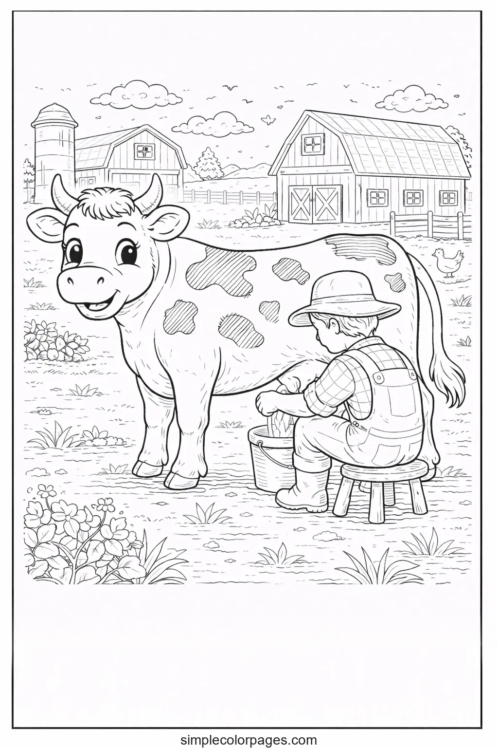 Preview of Cow Being Milked Coloring Page