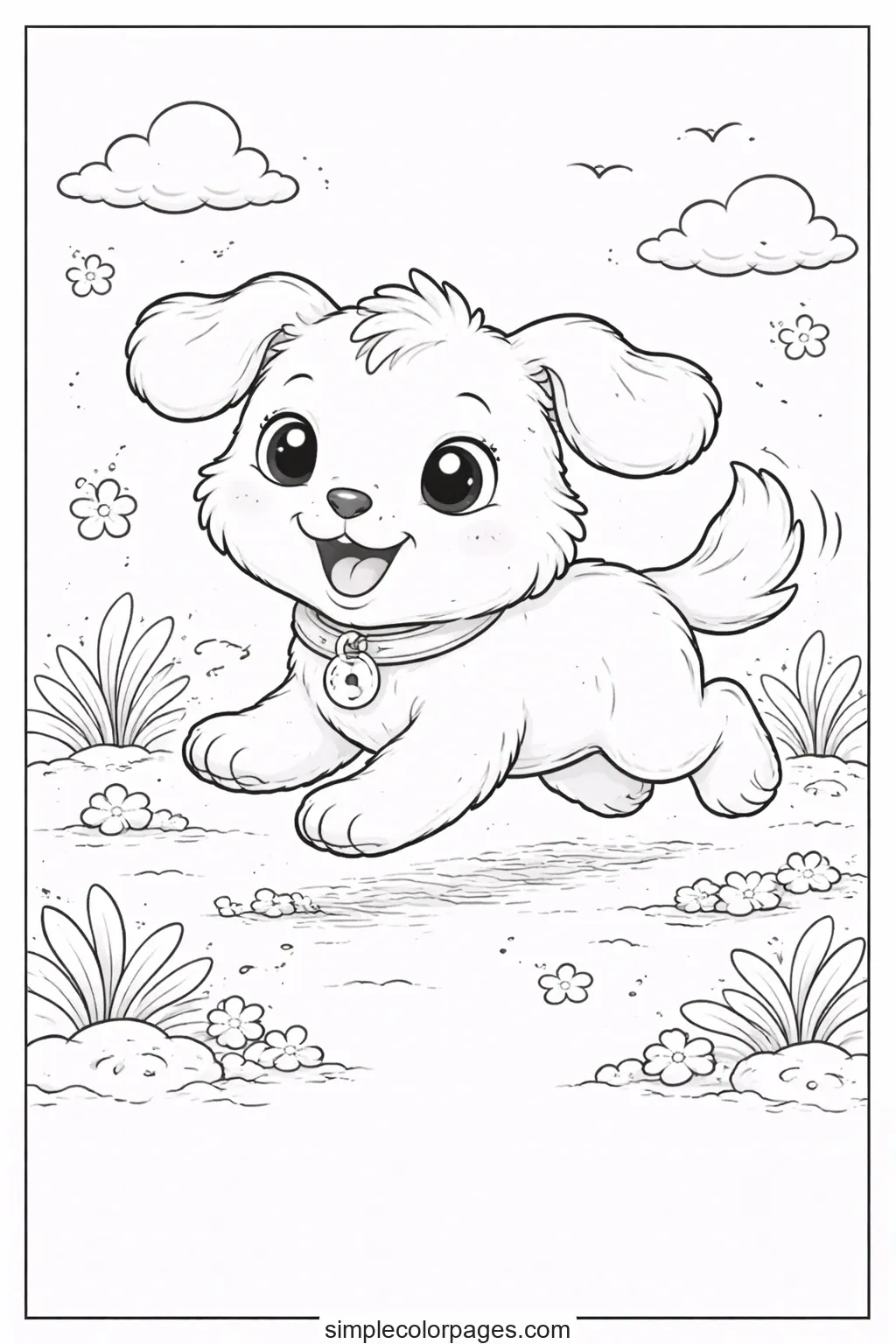 Preview of Dog Running Coloring Page