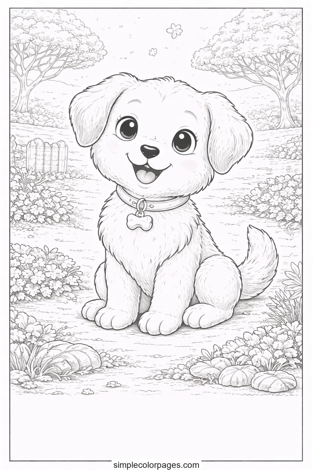 Preview of Dog Sitting Coloring Page