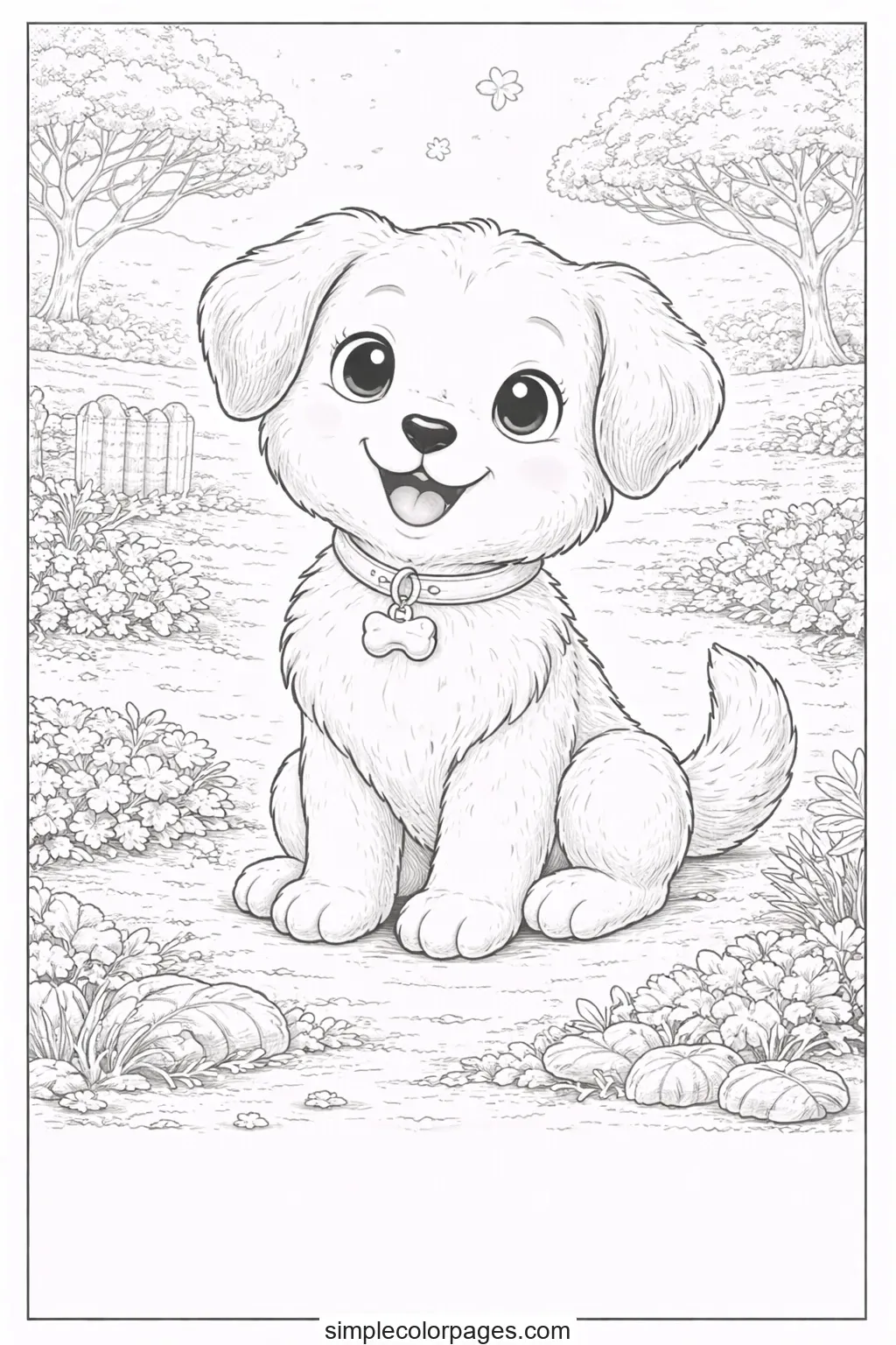 Preview of Dog Sitting Coloring Page