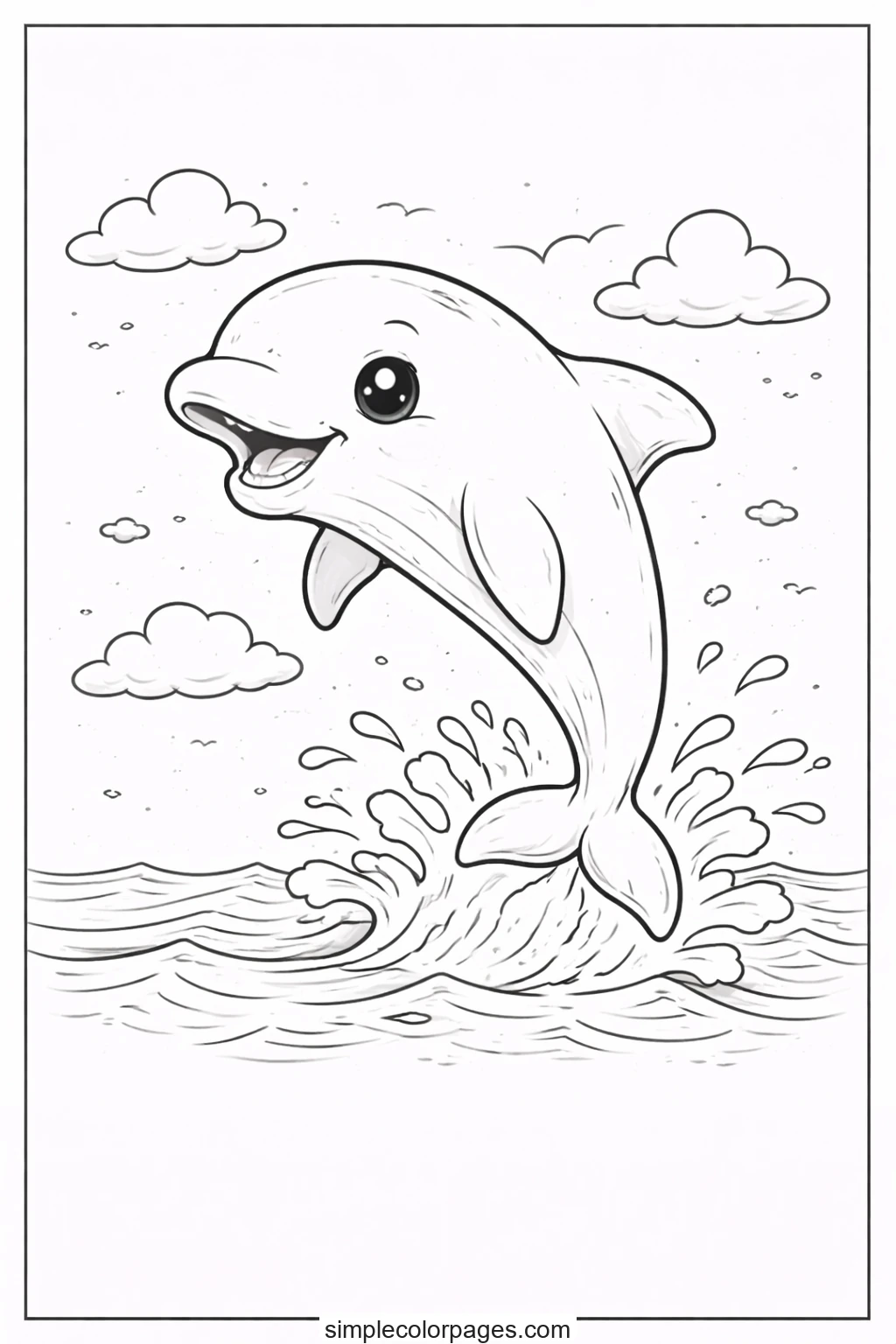 Preview of Dolphin Jumping Coloring Page
