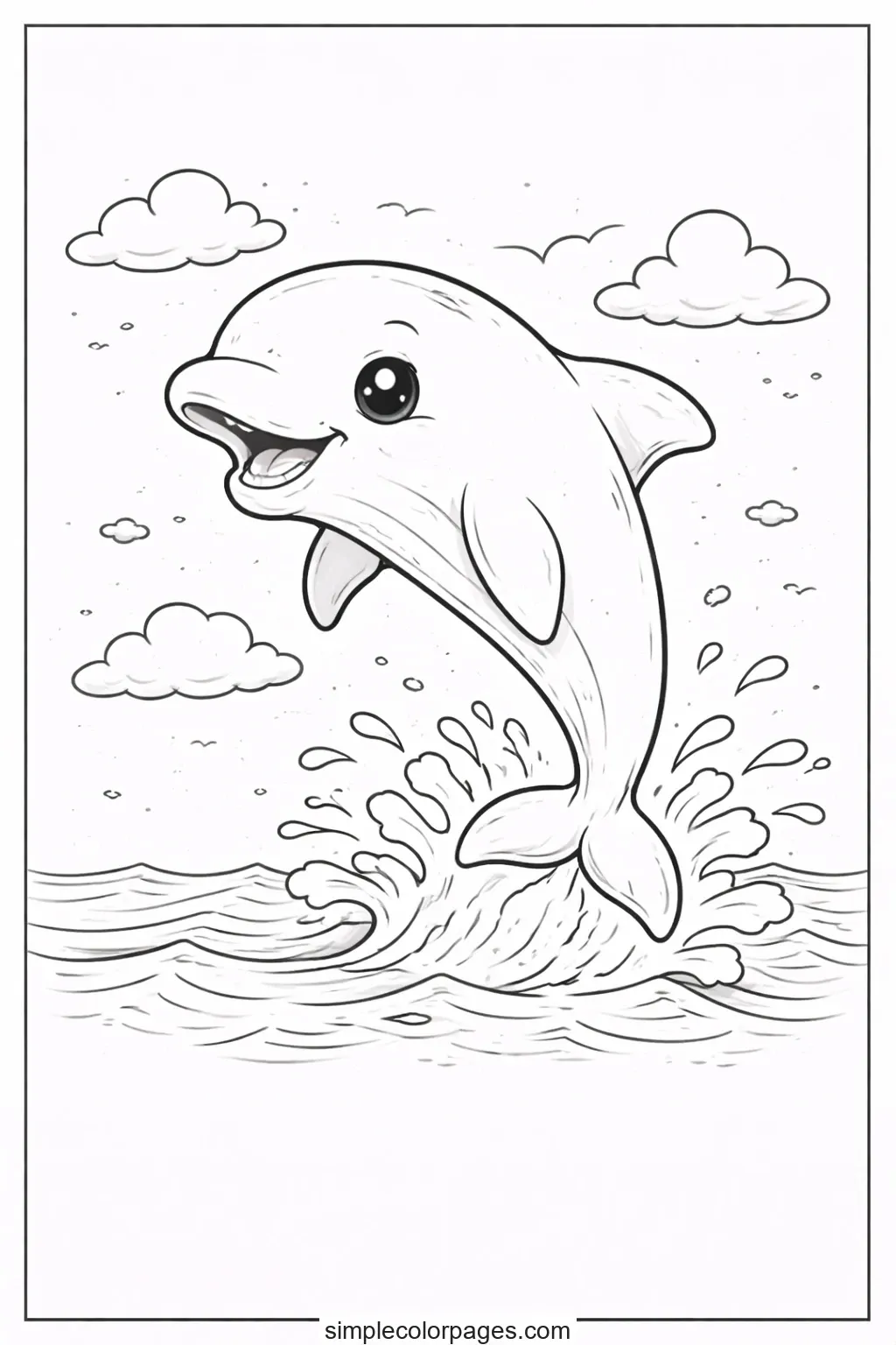 Preview of Dolphin Jumping Coloring Page