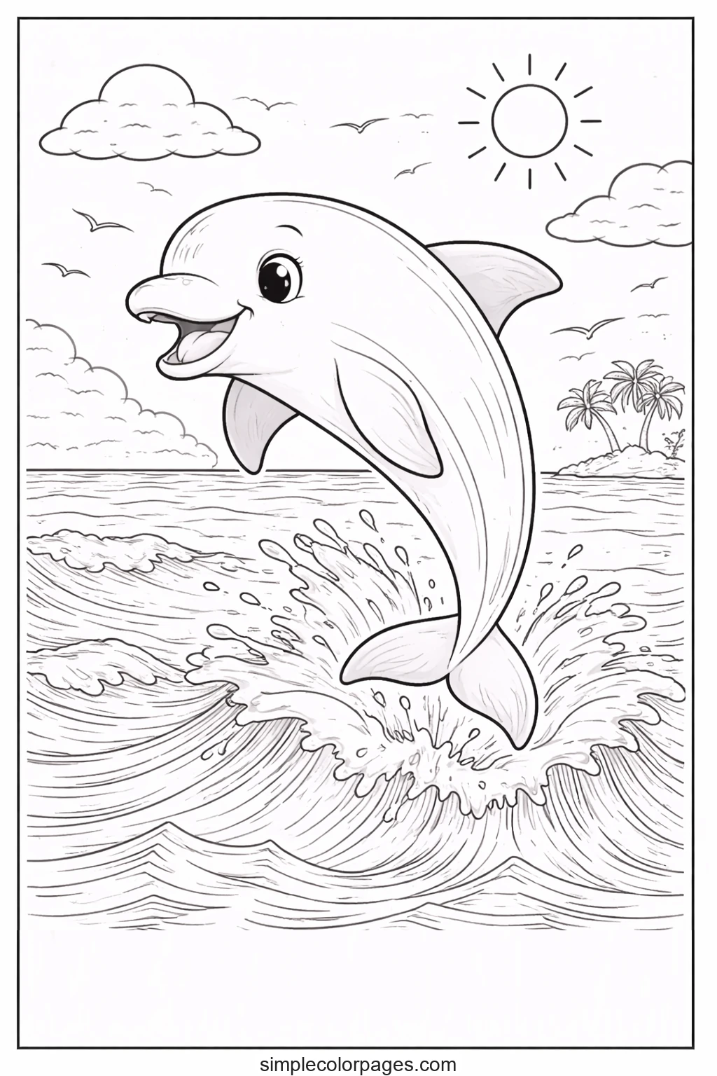 Preview of Dolphin Jumping from Water Coloring Page