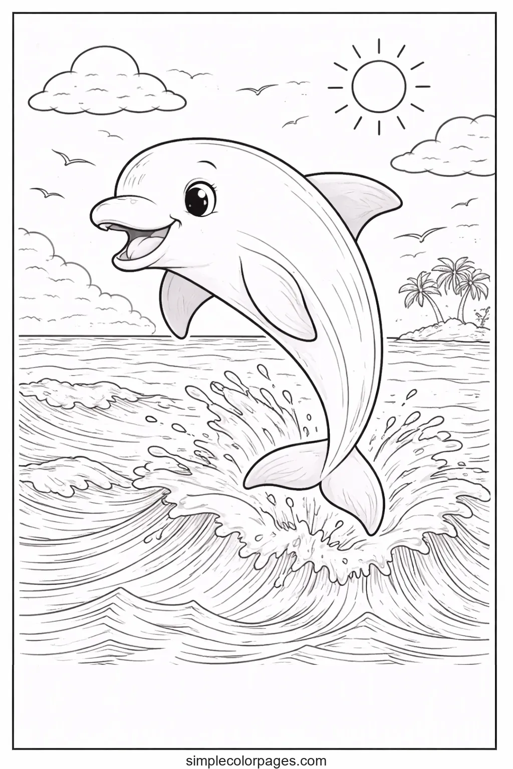 Preview of Dolphin Jumping from Water Coloring Page