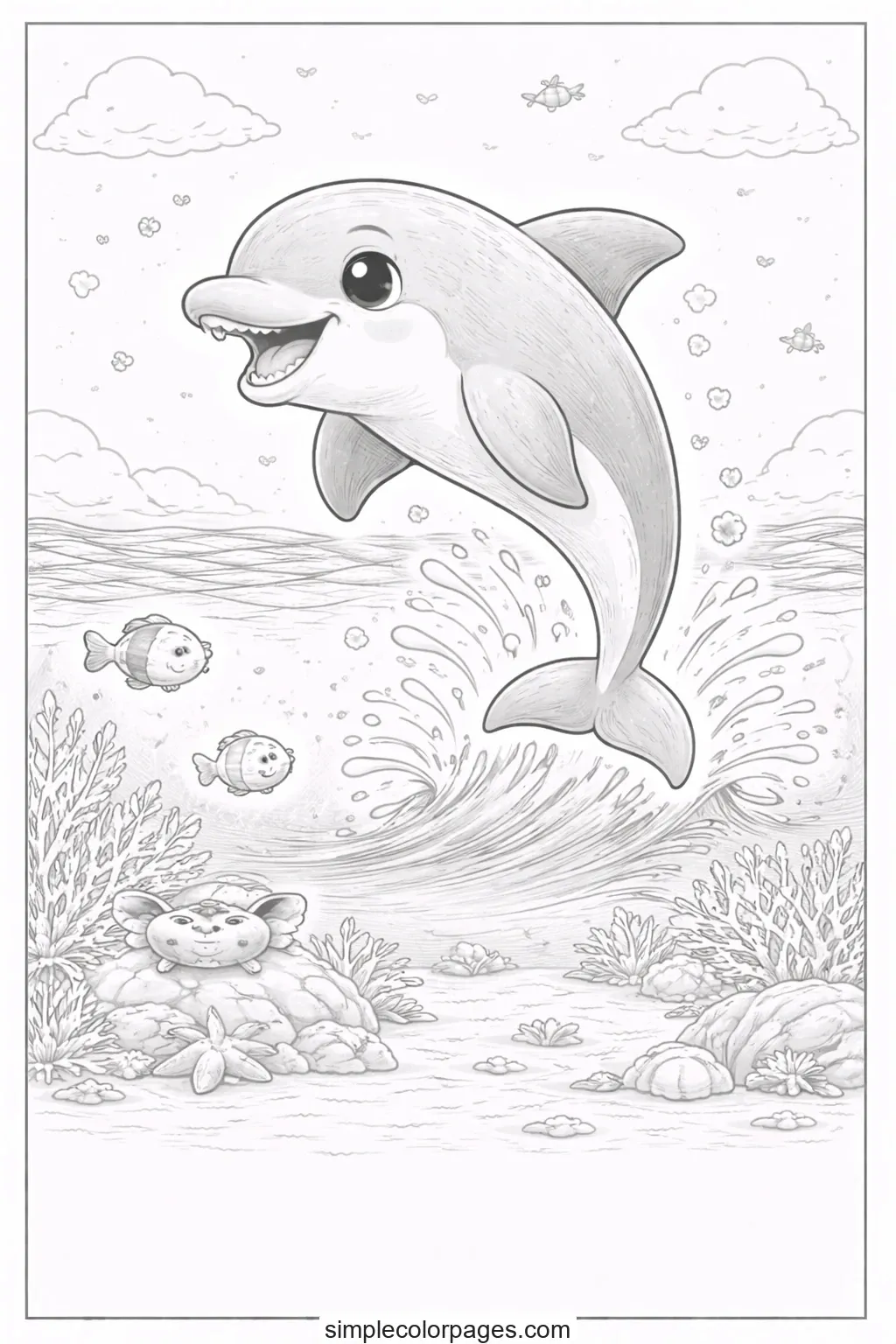Preview of Playful Dolphin Coloring Page