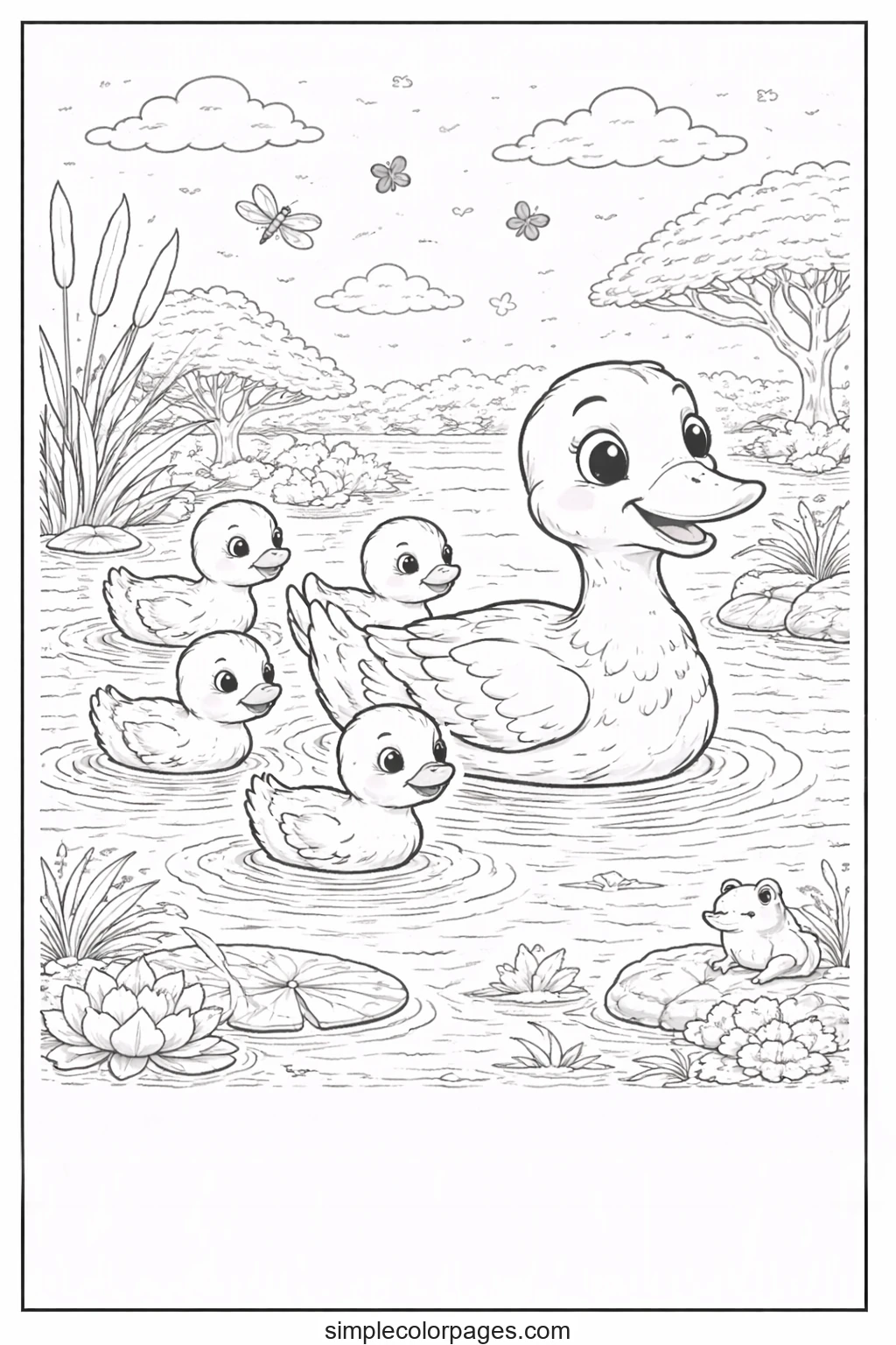 Preview of Duck Family Coloring Page