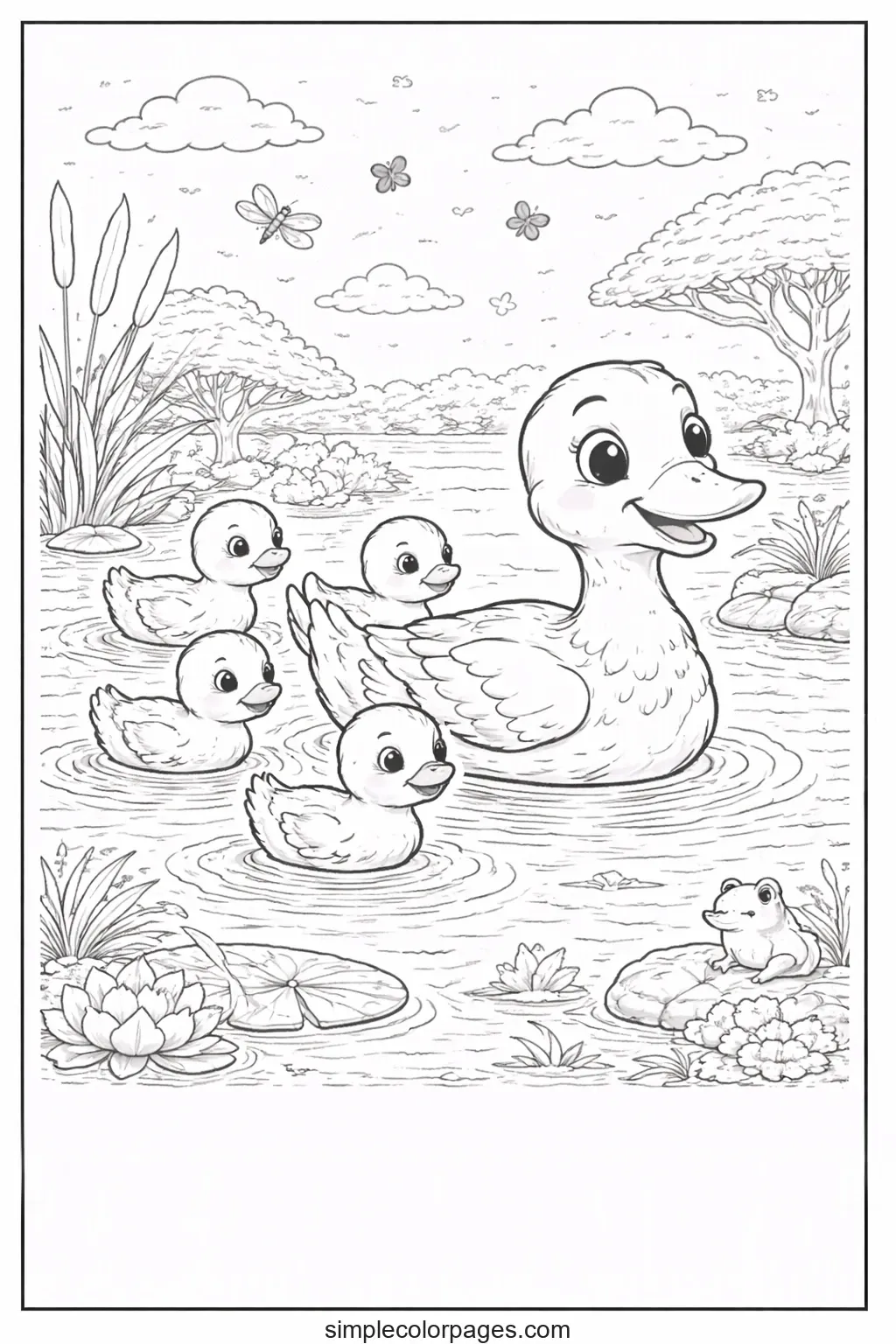 Preview of Duck Family Coloring Page