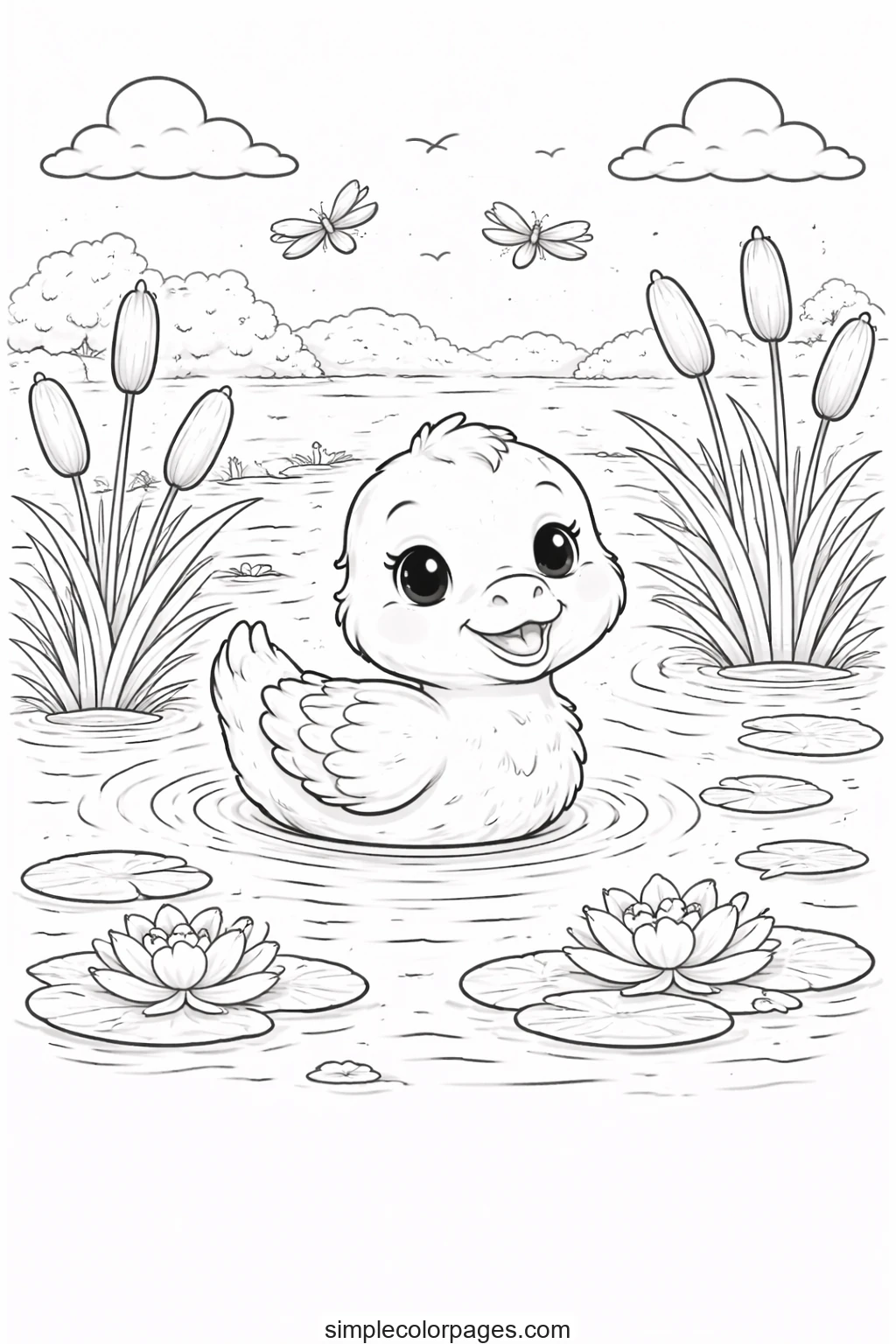Preview of Duck Pond Reeds Coloring Page