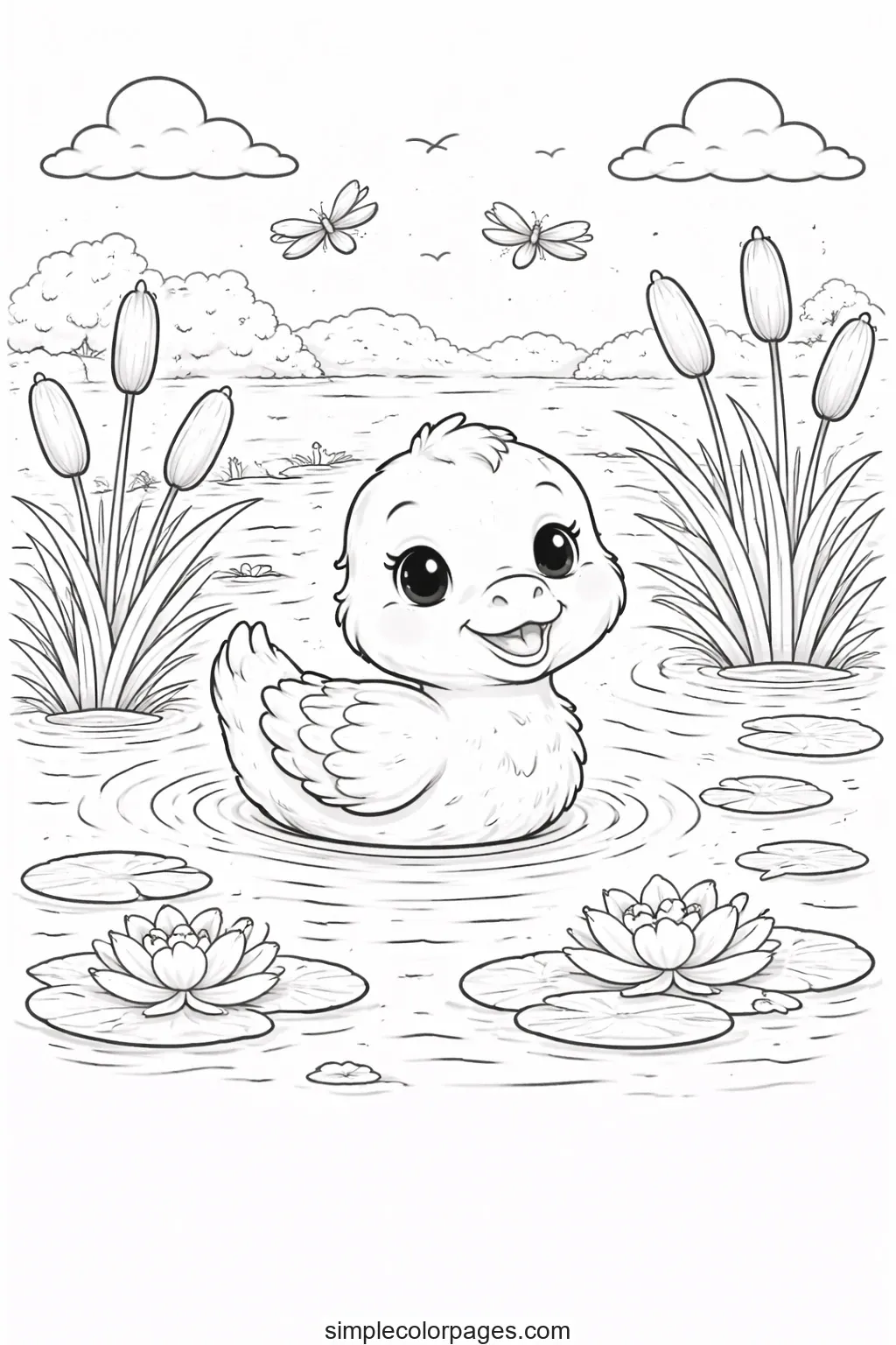 Preview of Duck Pond Reeds Coloring Page