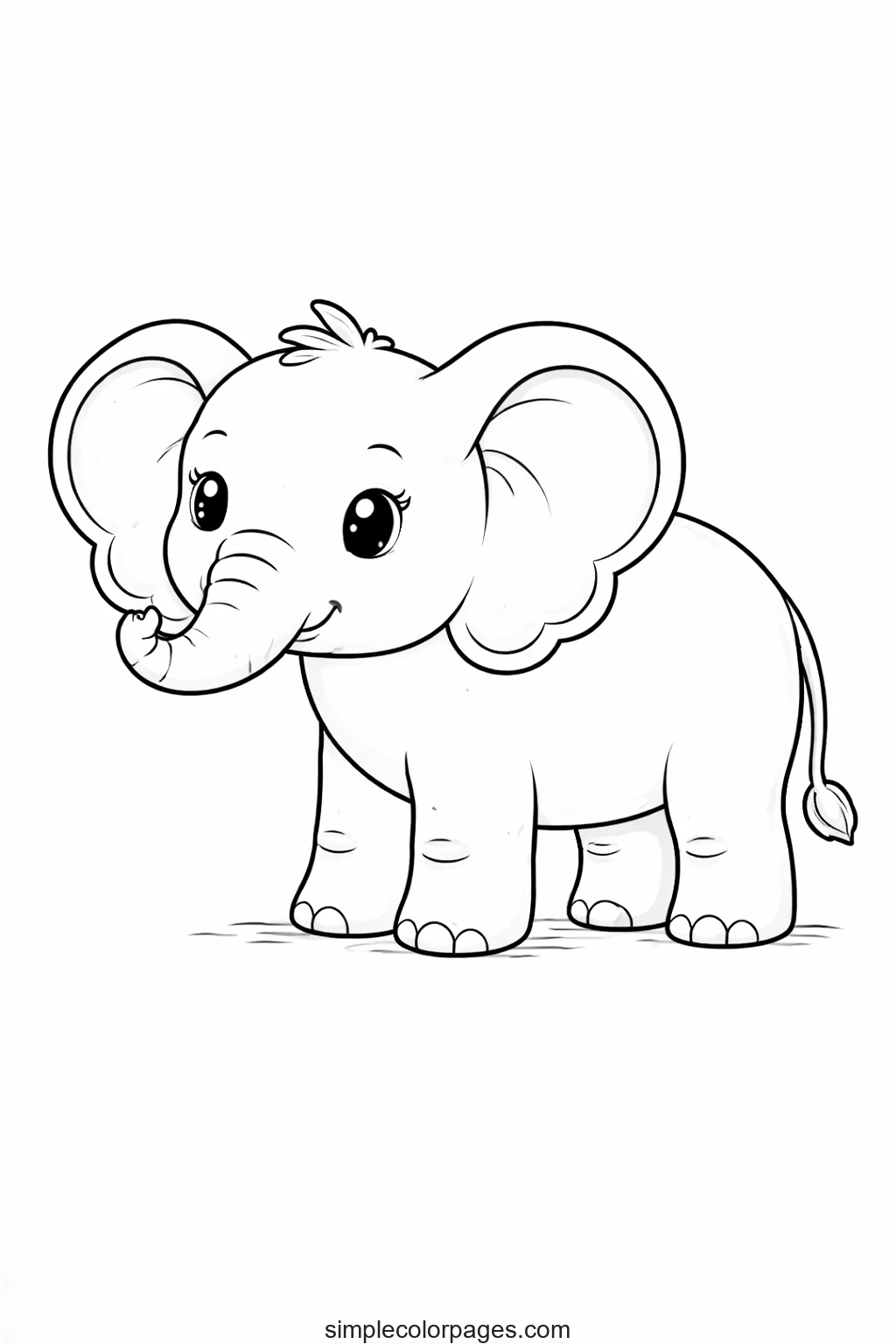 Preview of Wild Elephant Coloring Page