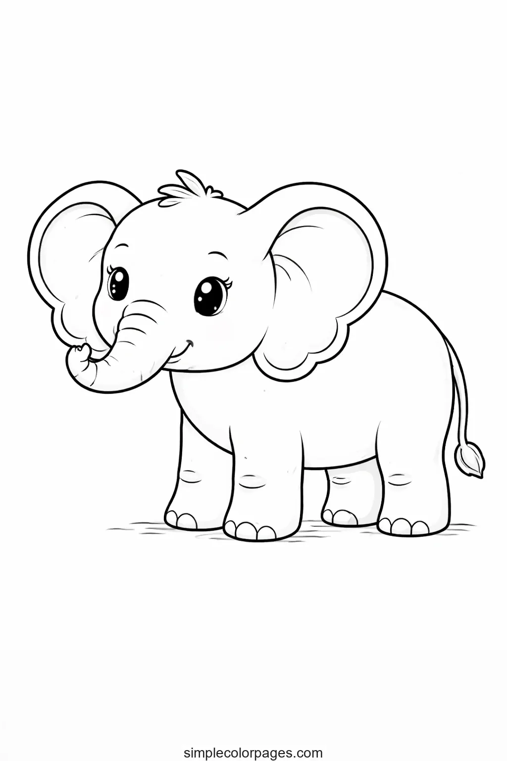 Preview of Wild Elephant Coloring Page