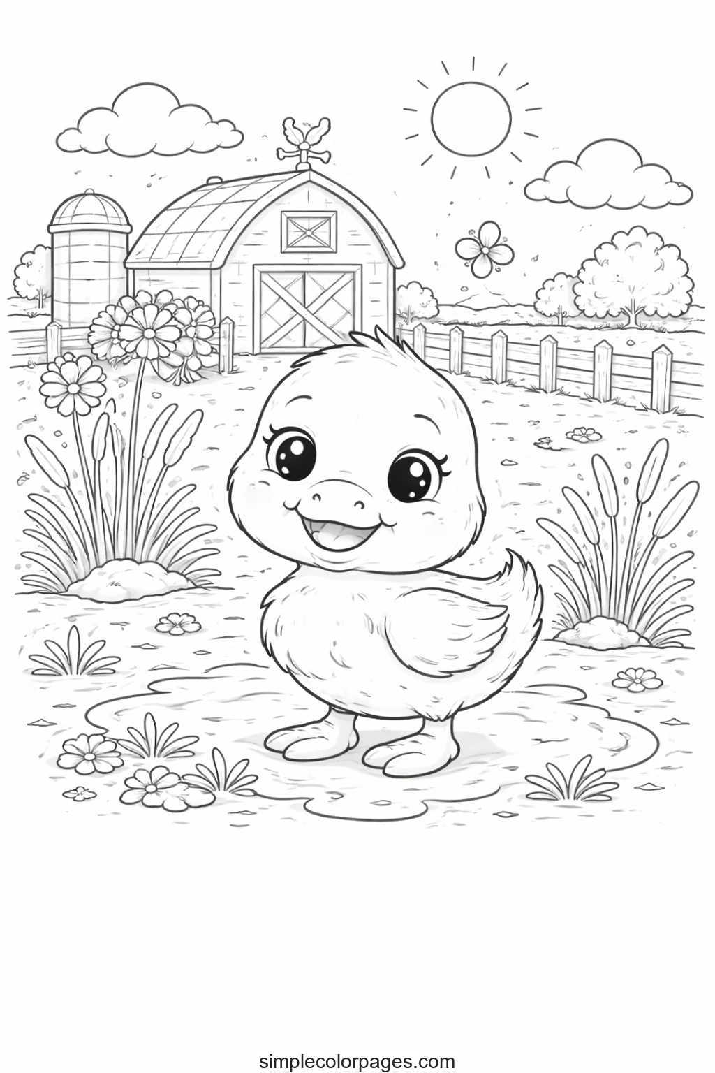 Preview of Farm Duckling Coloring Page