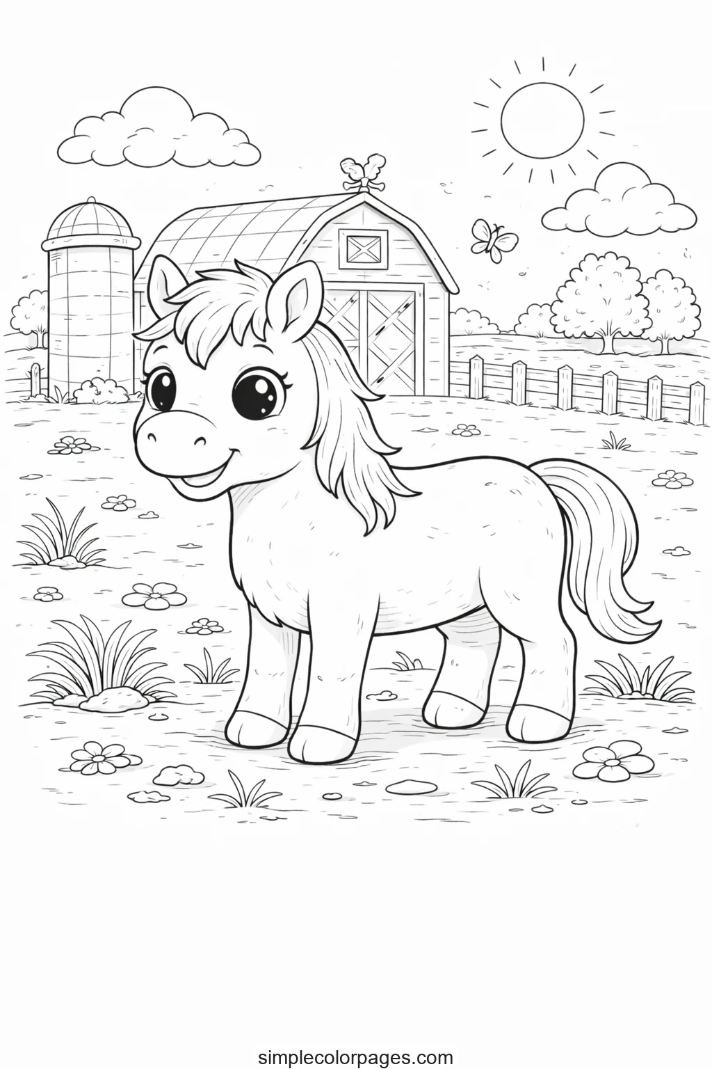 Preview of Farm Horse Coloring Page