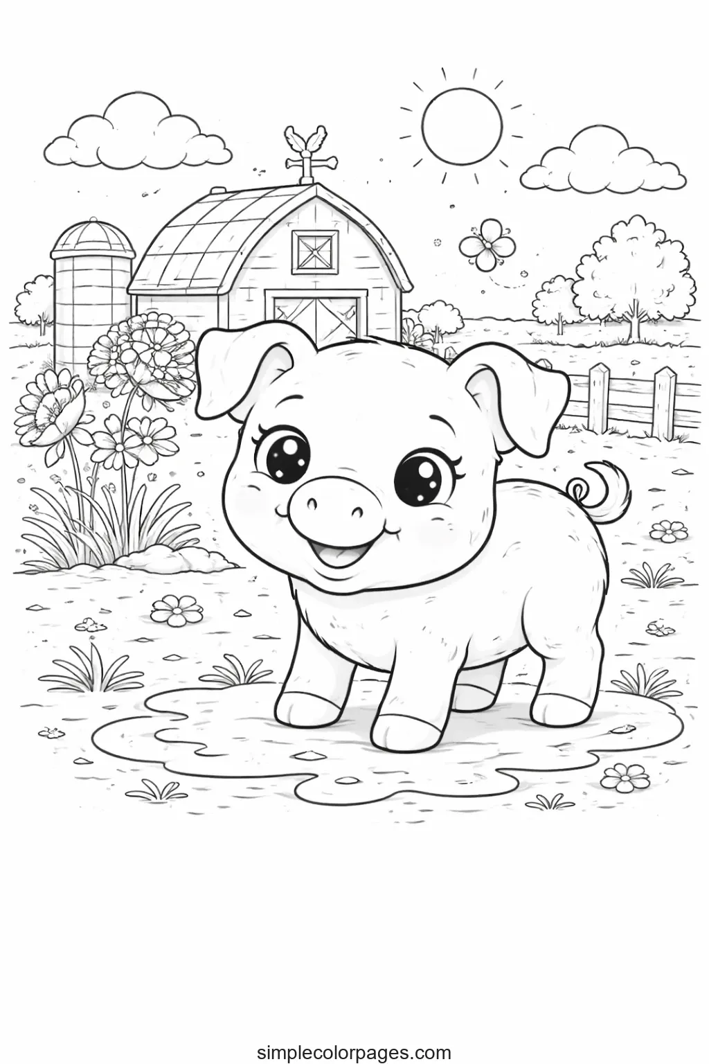Preview of Farm Piglet Coloring Page