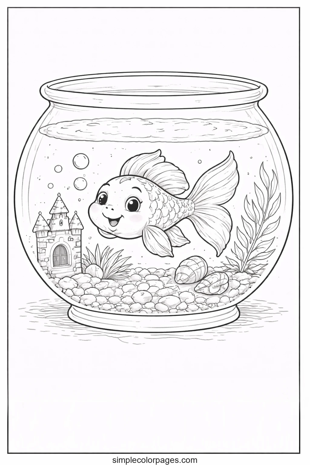 Preview of Fish Bowl Coloring Page