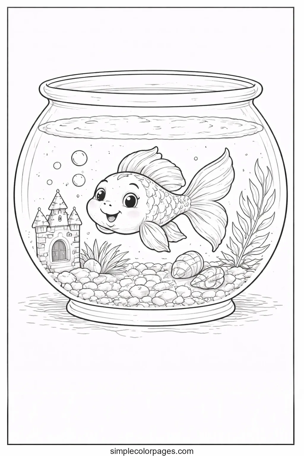 Preview of Fish Bowl Coloring Page