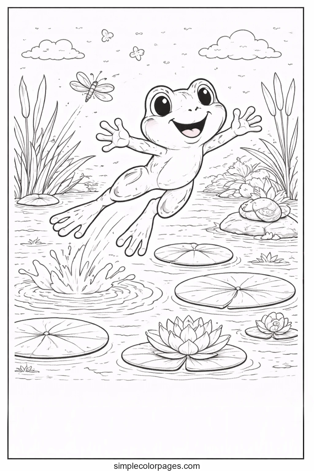 Preview of Frog Jumping Coloring Page