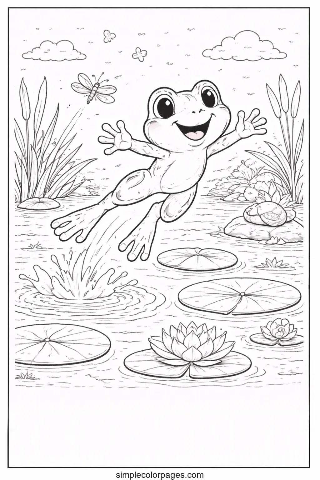 Preview of Frog Jumping Coloring Page