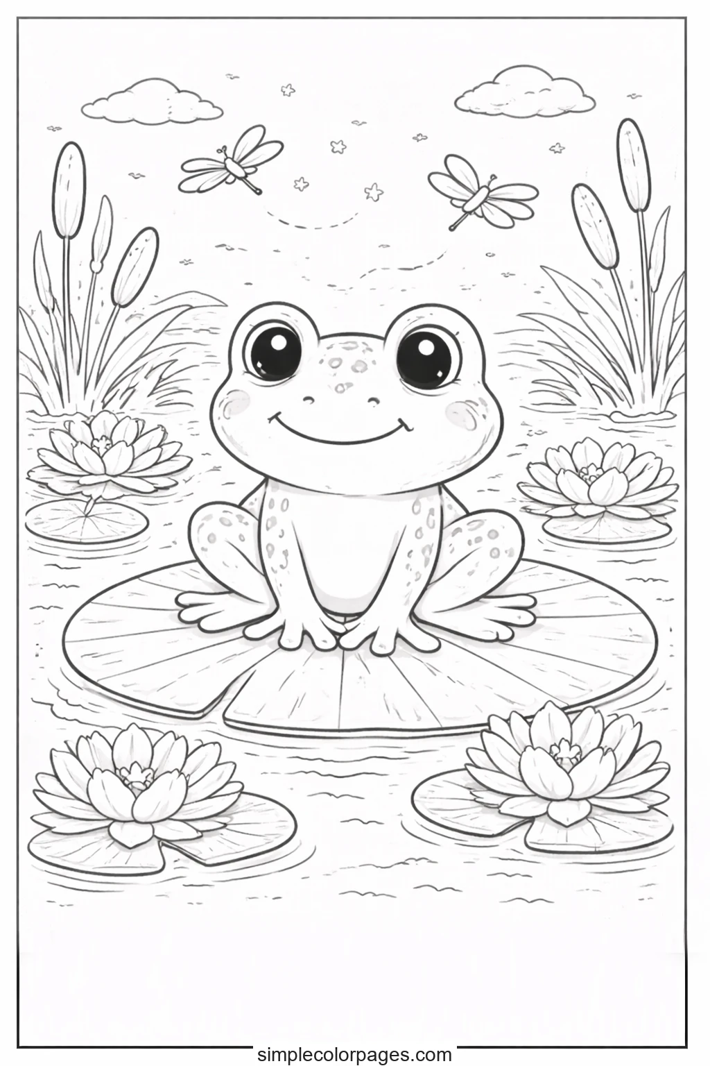 Preview of Frog on Lily Pad Coloring Page