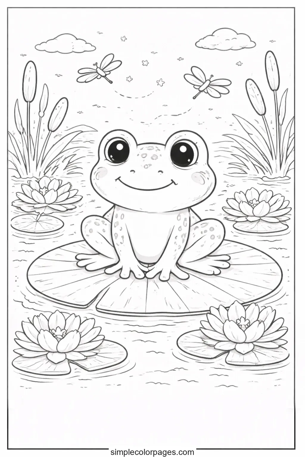 Preview of Frog on Lily Pad Coloring Page